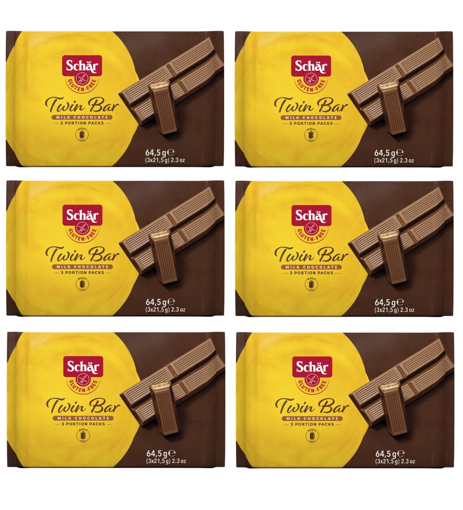 Sch r Twin Bar Set of 6 gluten-free waffles with milk chocolate coating (3 x 21.5 g) 64.5 g - Buy Online on GoSupps.com