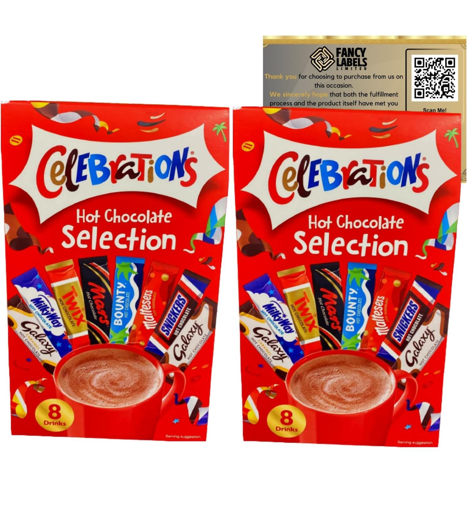 Hot Chocolate Hamper with Celebrations Hot Chocolate Selection 8x 25g Pack of 2 | Instant Hot Chocolate | Chocolate Gifts for Women and Kids - Buy Online on GoSupps.com