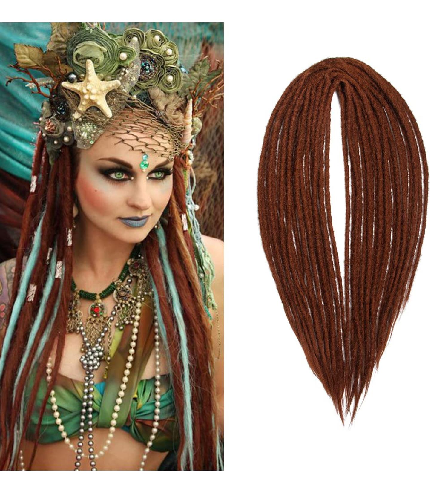 DSoar 20 Double Ended Synthetic Dreadlocks - 10 Strands Crocheted Braided Hair Extensions for Hip-Hop & Reggae Style - Soft & Thin 0.6cm - Buy Online on GoSupps.com