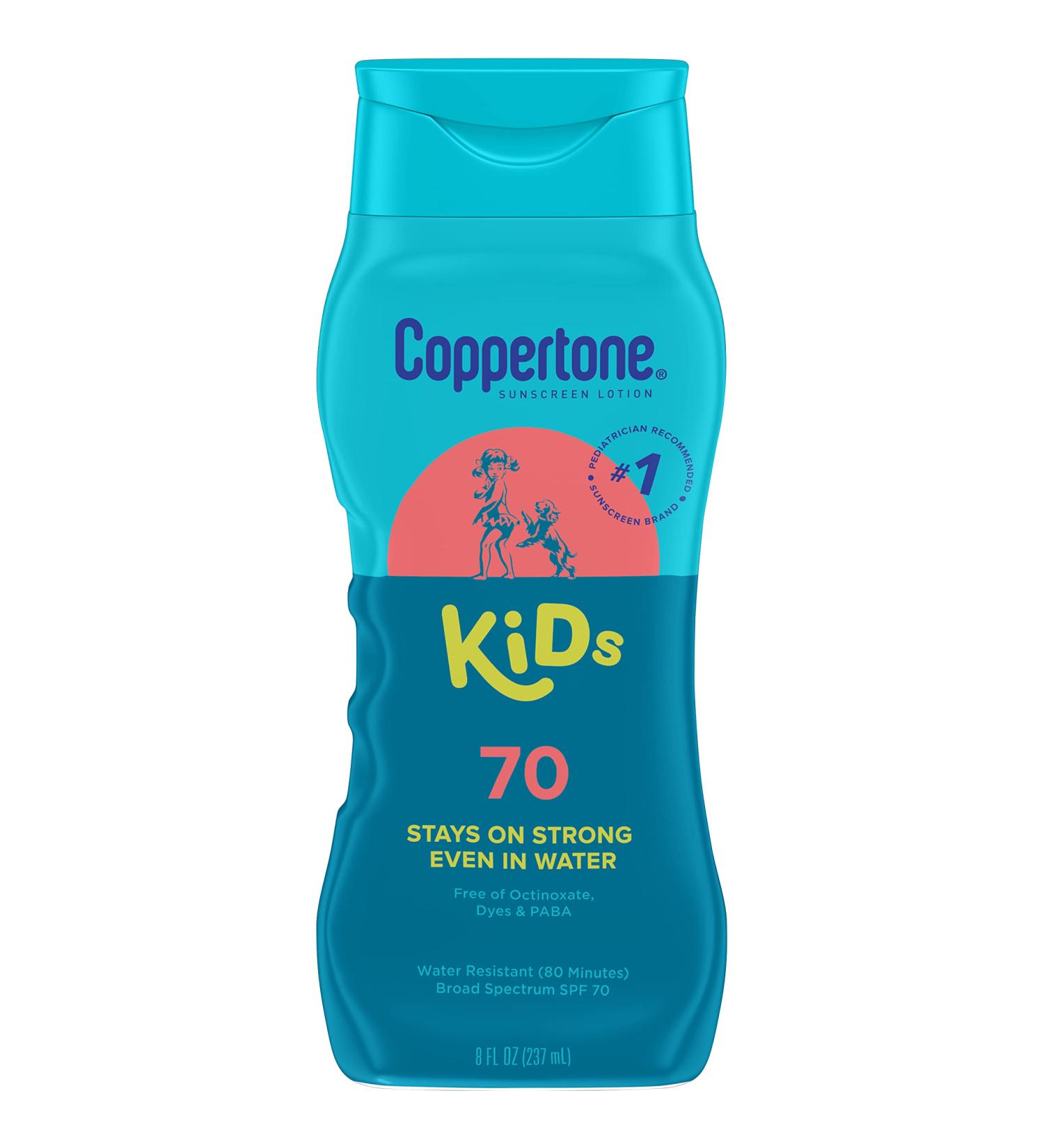 Coppertone Kids Sunscreen Lotion SPF 70 - Pediatrician Recommended, Water Resistant - 8 Fl Oz - Buy Online on GoSupps.com