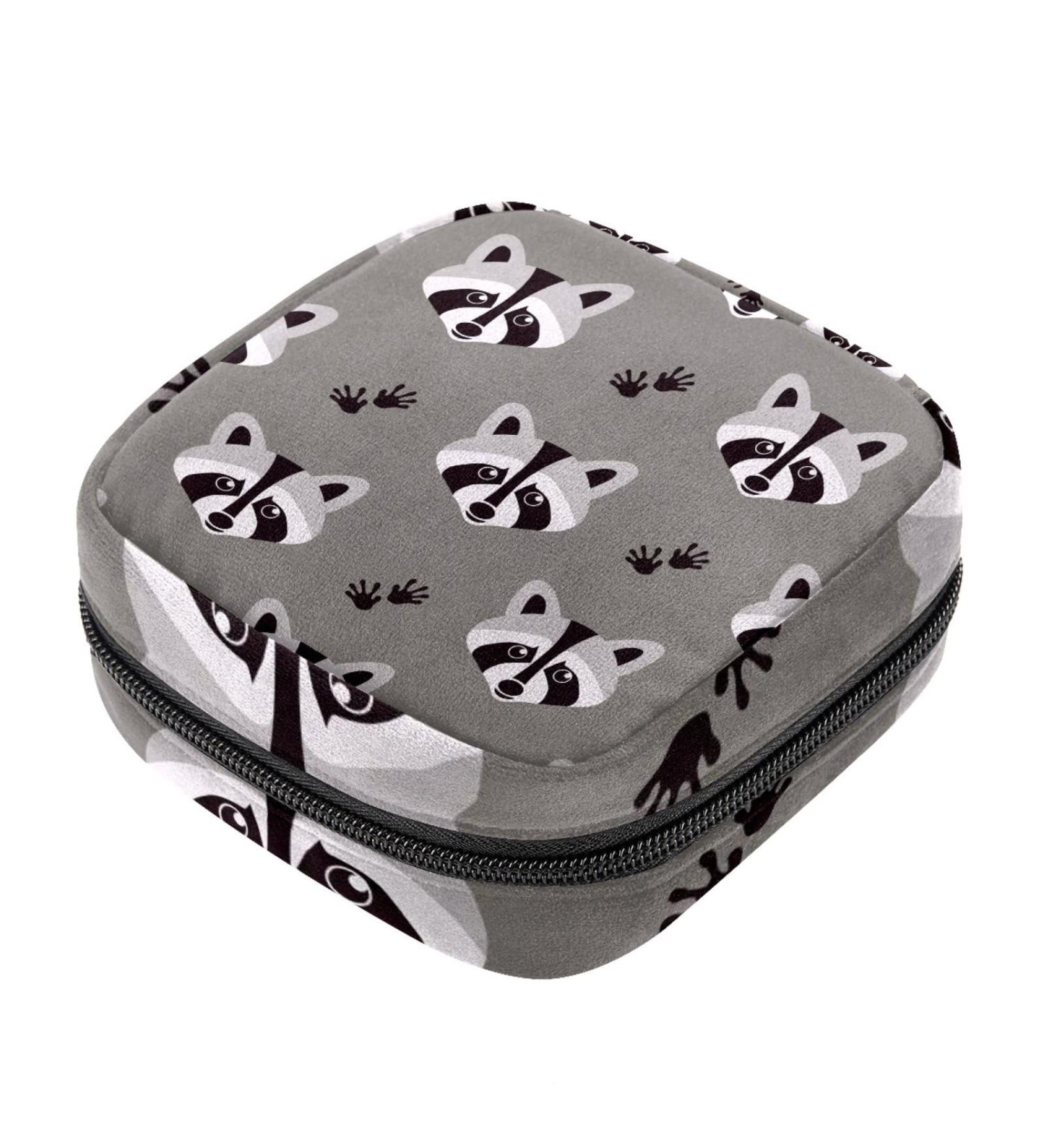 Raccoon Footprint Menstrual Cup Pouch - Portable Sanitary Napkin Storage Bag - Buy Online on GoSupps.com