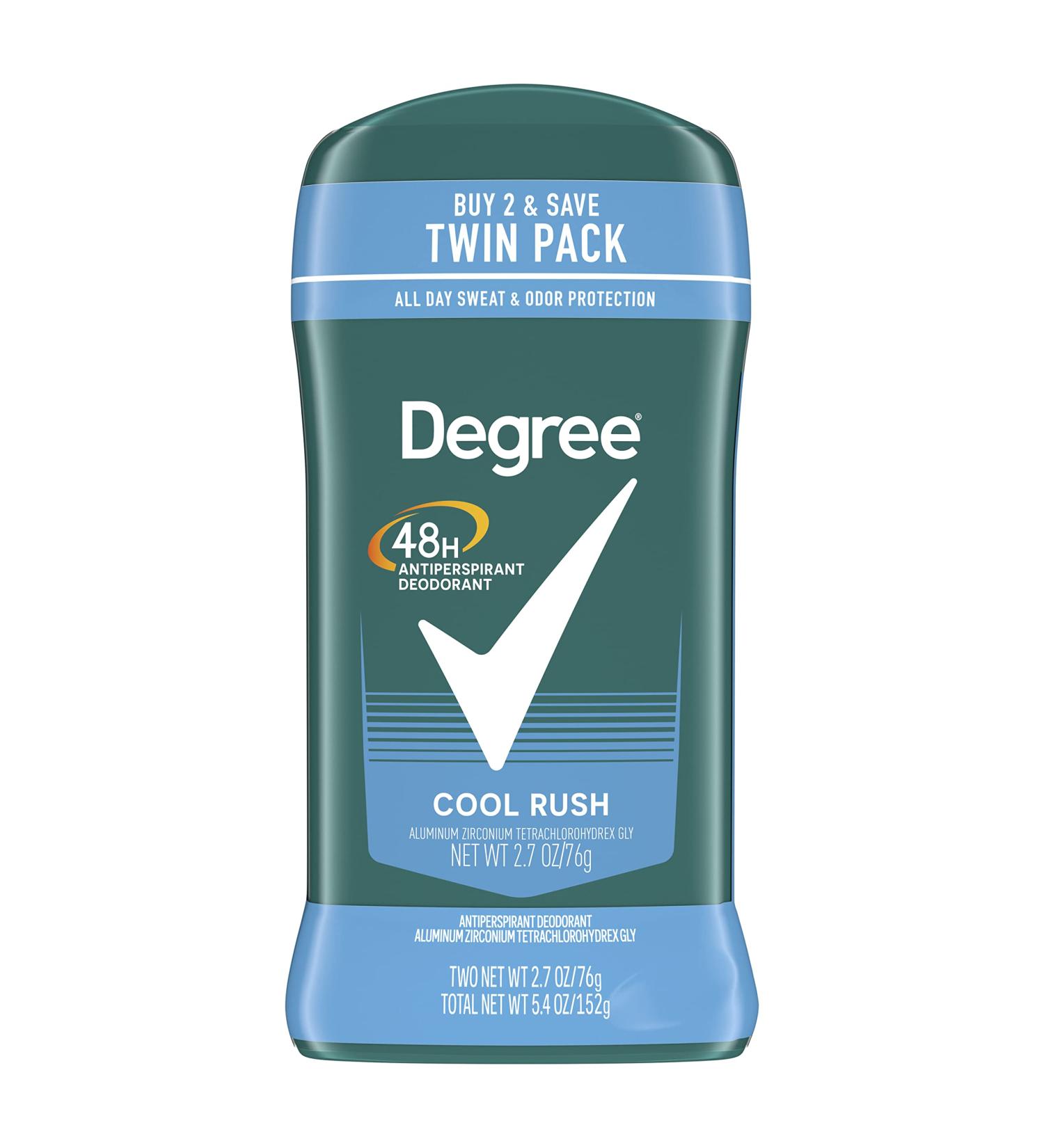 Degree Men Cool Rush Antiperspirant Deodorant Stick 2.7 oz - 2-Pack | 48-Hour Odor Protection for Men - Buy Online on GoSupps.com