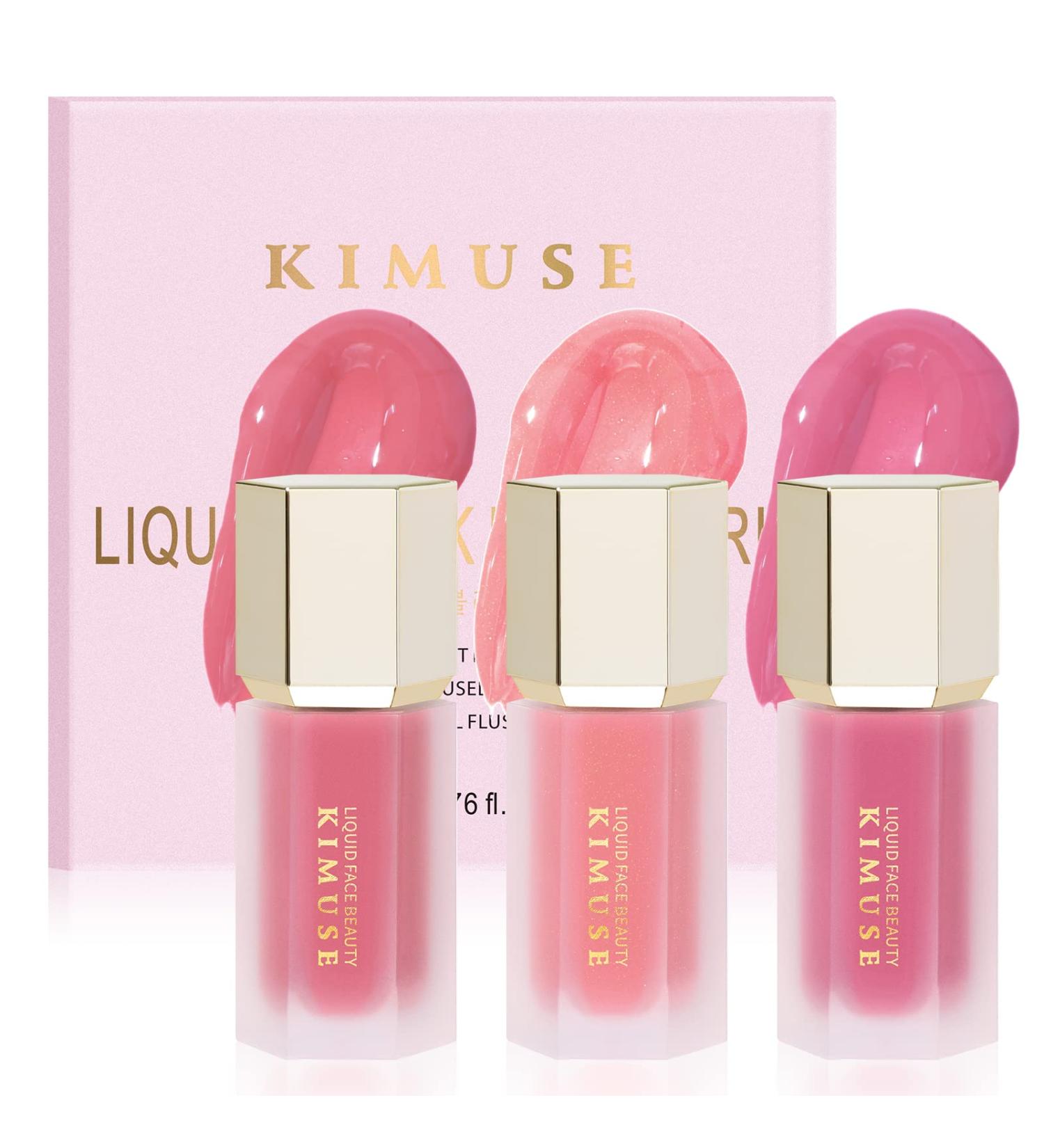 KIMUSE Soft Liquid Blush Trio - Weightless & Long-Lasting Dewy Finish - 3 * 0.176 Oz (Dewy Pink Trio) - Buy Online on GoSupps.com