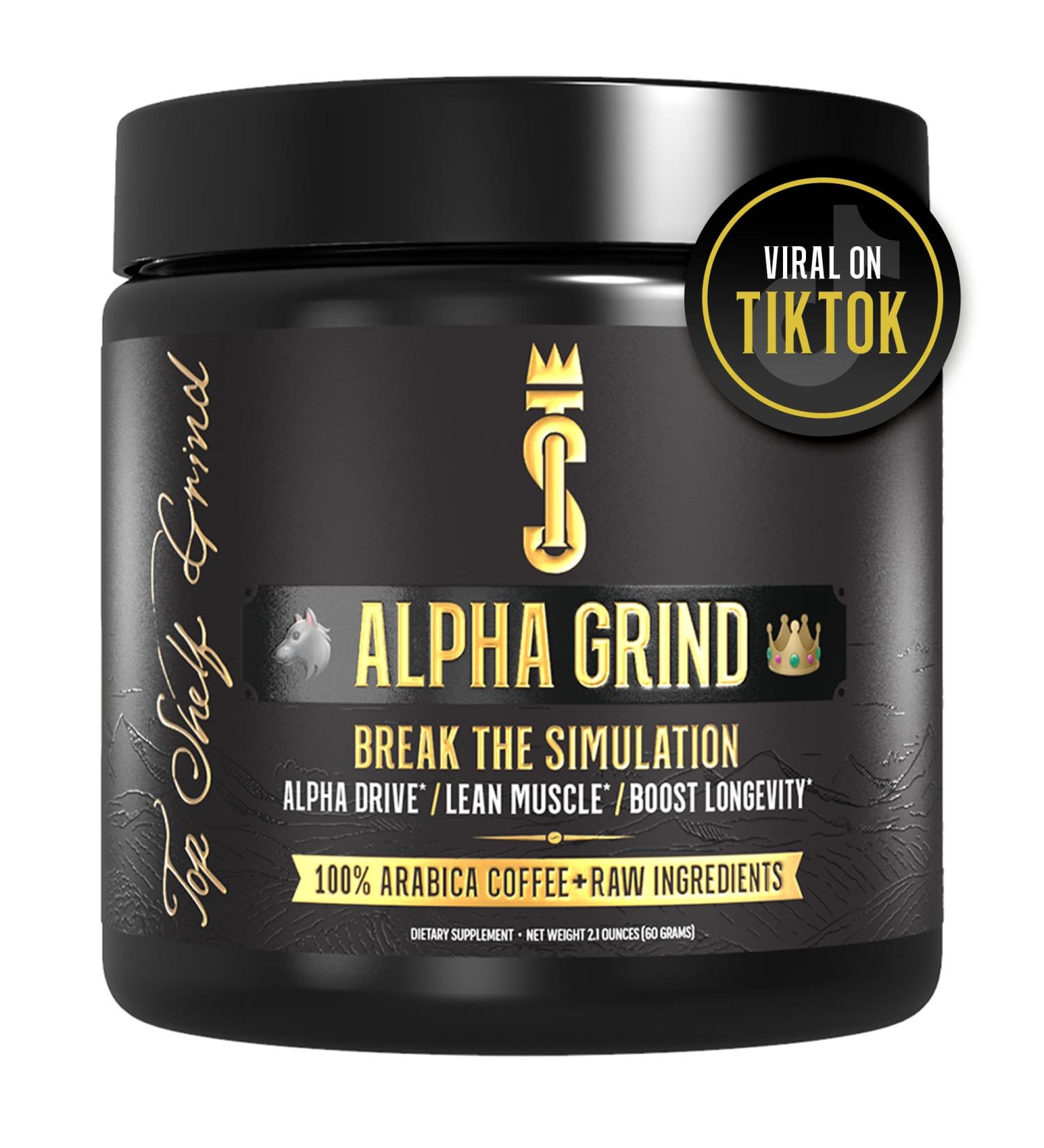 Alpha Grind Instant Maca Coffee for Men | Natural Energy & Brain Boosting Nootropic | Lean Muscle Growth | 30 Servings - Buy Online on GoSupps.com
