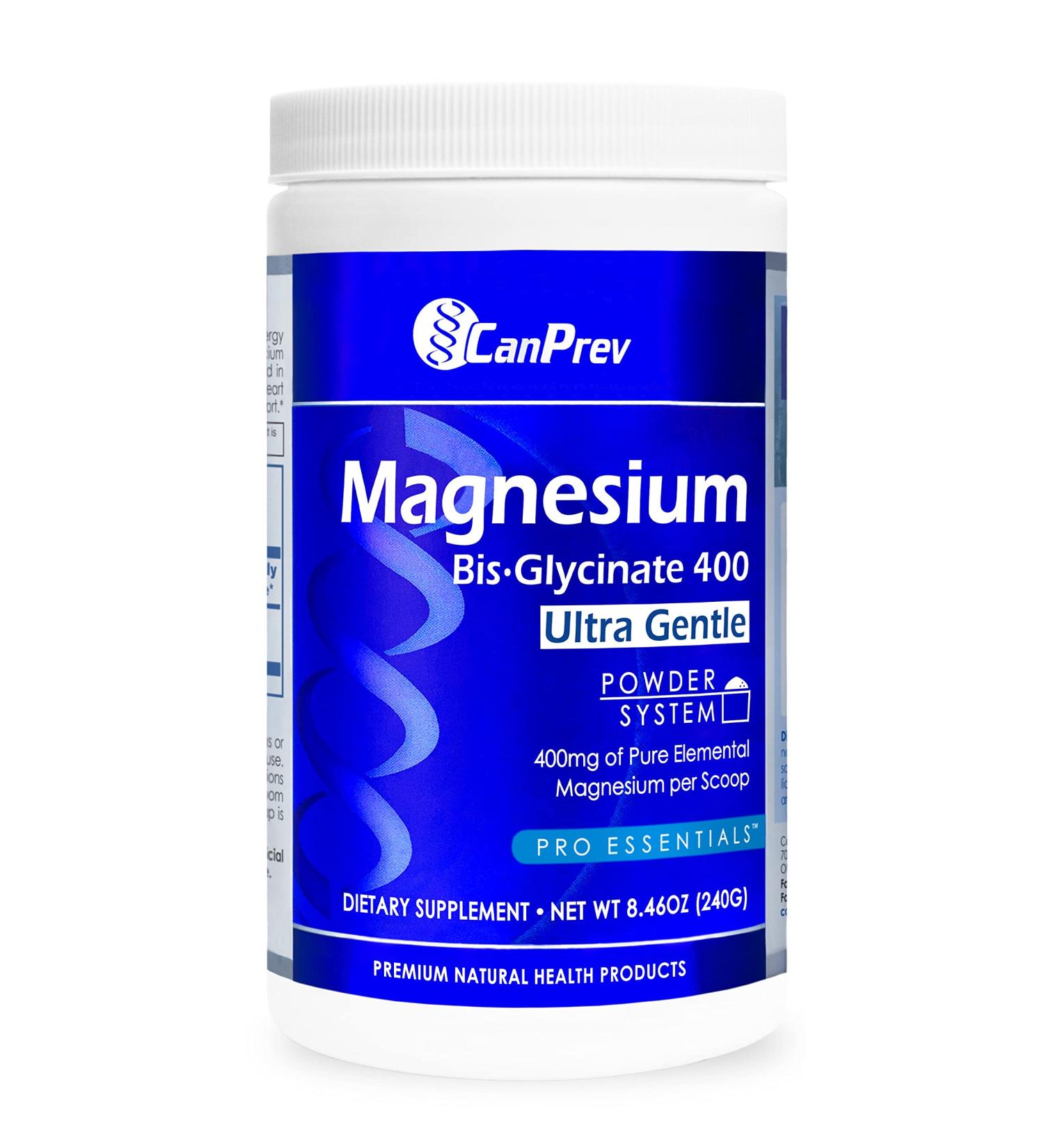 CanPrev 240g Magnesium Bisglycinate Powder 400mg - Chelated Complex, 3rd Party Tested, Made in Canada - Buy Online on GoSupps.com