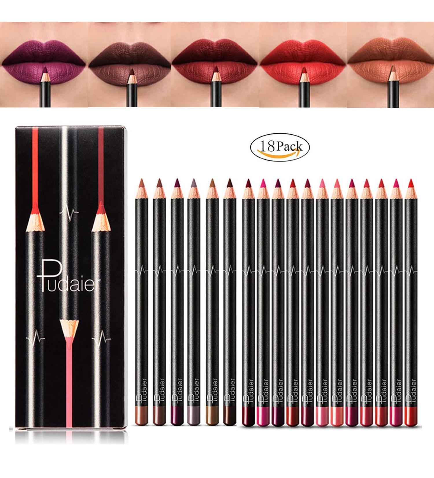 NICEFACE 18 Color Matte Lip Liner Pencil Set - Waterproof & Long Lasting | Professional Lip Liner Pen Makeup Cosmetic - 18pcs/set - Buy Online on GoSupps.com
