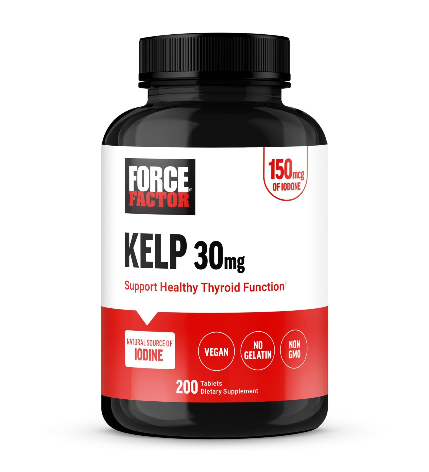 Force Factor Kelp for Iodine from Organic Kelp to Support Thyroid Health Strengthen Immunity and Digestion Vegan No Gelatin Non-GMO 150mcg 200 Tablets - Buy Online on GoSupps.com
