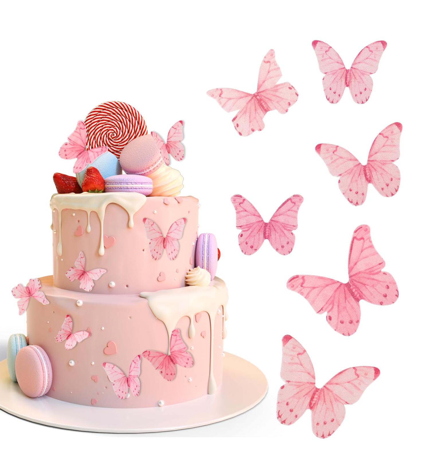 TIESOME 40 Pcs Edible Butterflies for Cake Decorating Vivid Edible Butterfly Cake Topper Edible Butterfly Cupcake Decorating for Wedding Birthday Anniversary Flower Themed Party Decorating - Buy Online on GoSupps.com