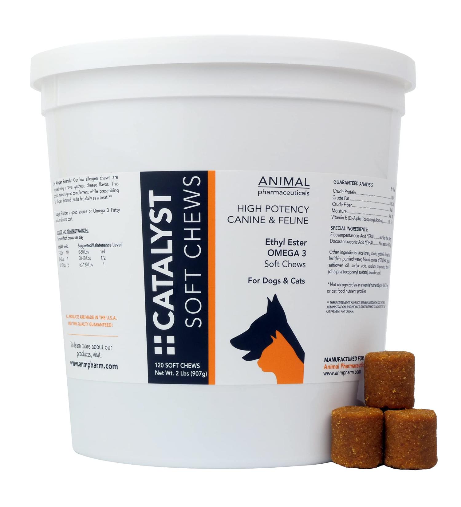 Animal Pharmaceuticals Catalyst+ Omega 3 Fish Oil for Dogs & Cats - Allergy & Shedding Supplement - Cheese Flavor Soft Chews - 120 ct - Buy Online on GoSupps.com