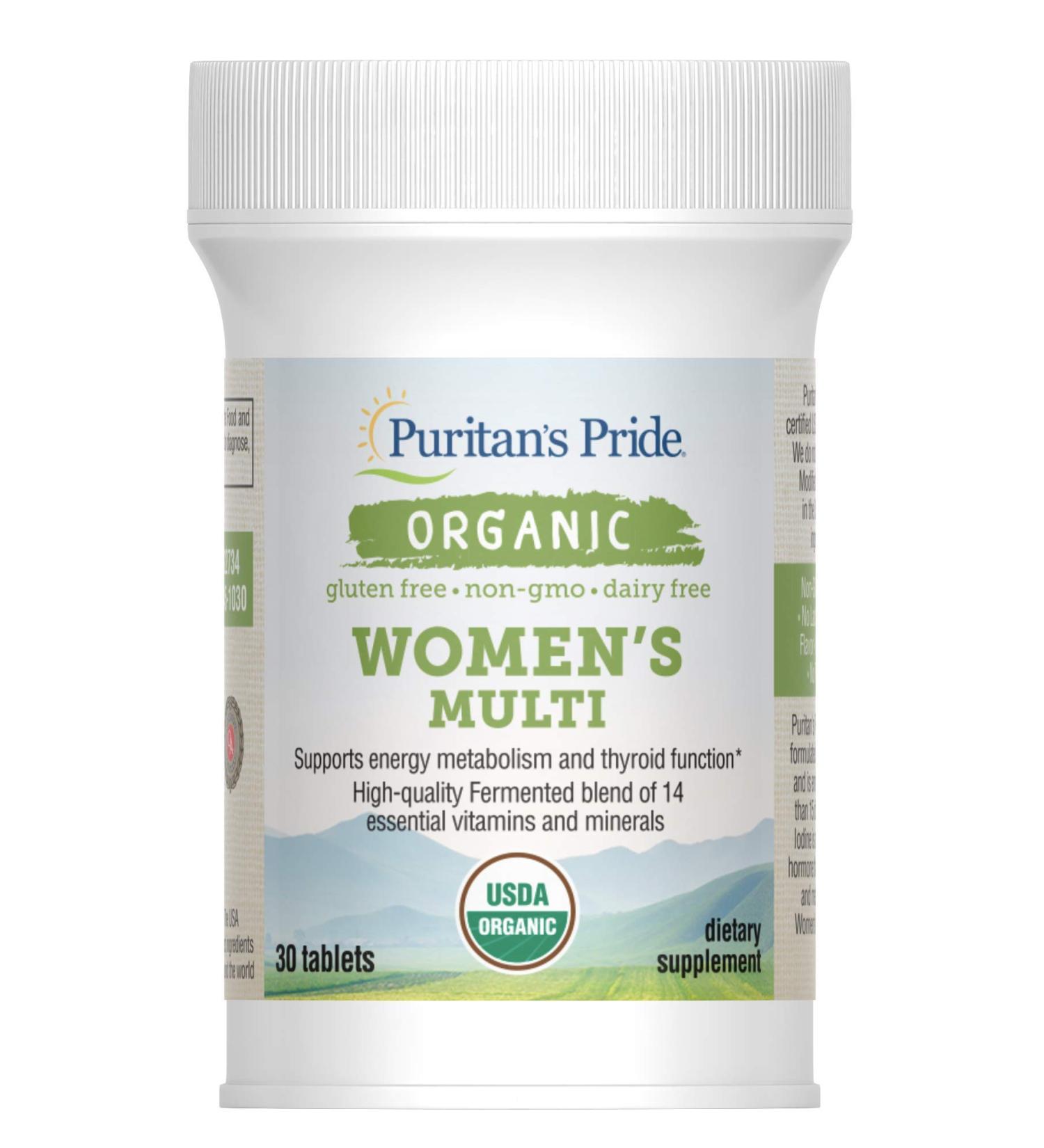 Puritan's Pride Organic Women's Multivitamins with Zinc - 30 Tablets - Buy Online on GoSupps.com