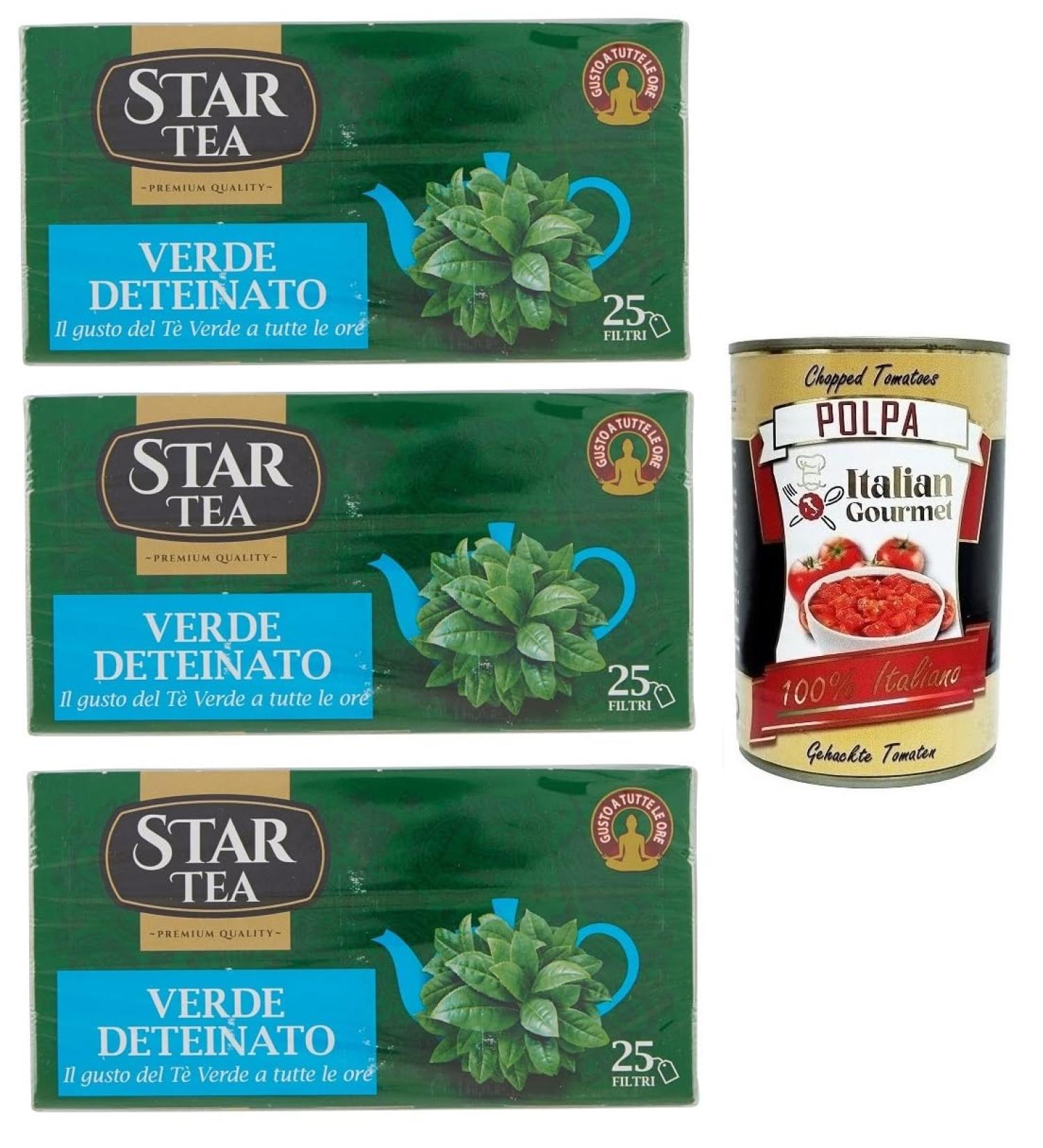  Italian Gourmet E.R. Star Tea Verde Decaffeinato Lot de 3 paquets de 25 filtres + Pulpa di Pomodoro Italian Gourmet Pulpa di Pomodoro 400 g - Buy Online on GoSupps.com