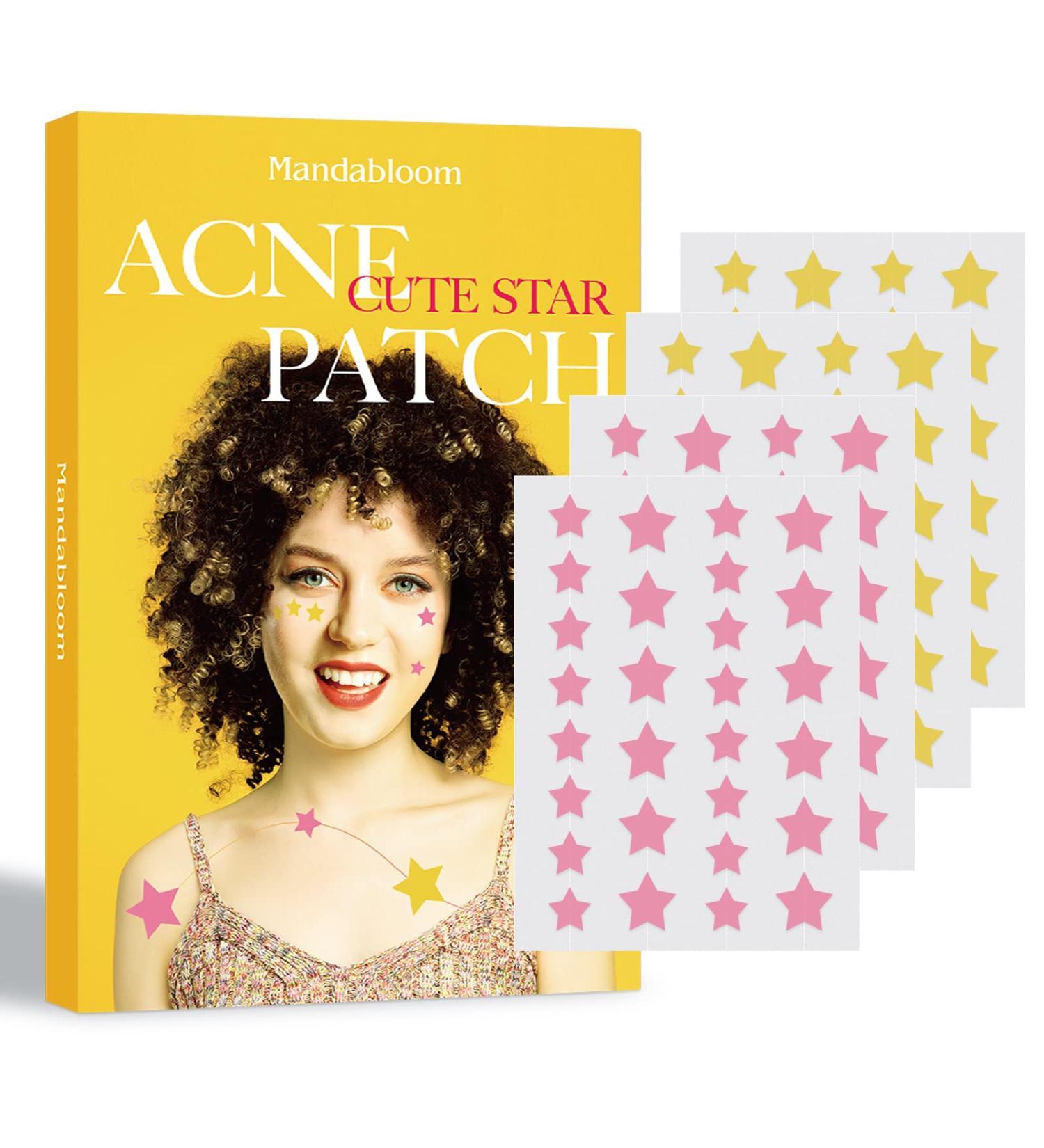 Mandabloom Acne Patches - Pink & Yellow Star Shaped Hydrocolloid Pimple Patch with Tea Tree Oil - 112 Patches for Face - 14mm & 12mm - Buy Online on GoSupps.com