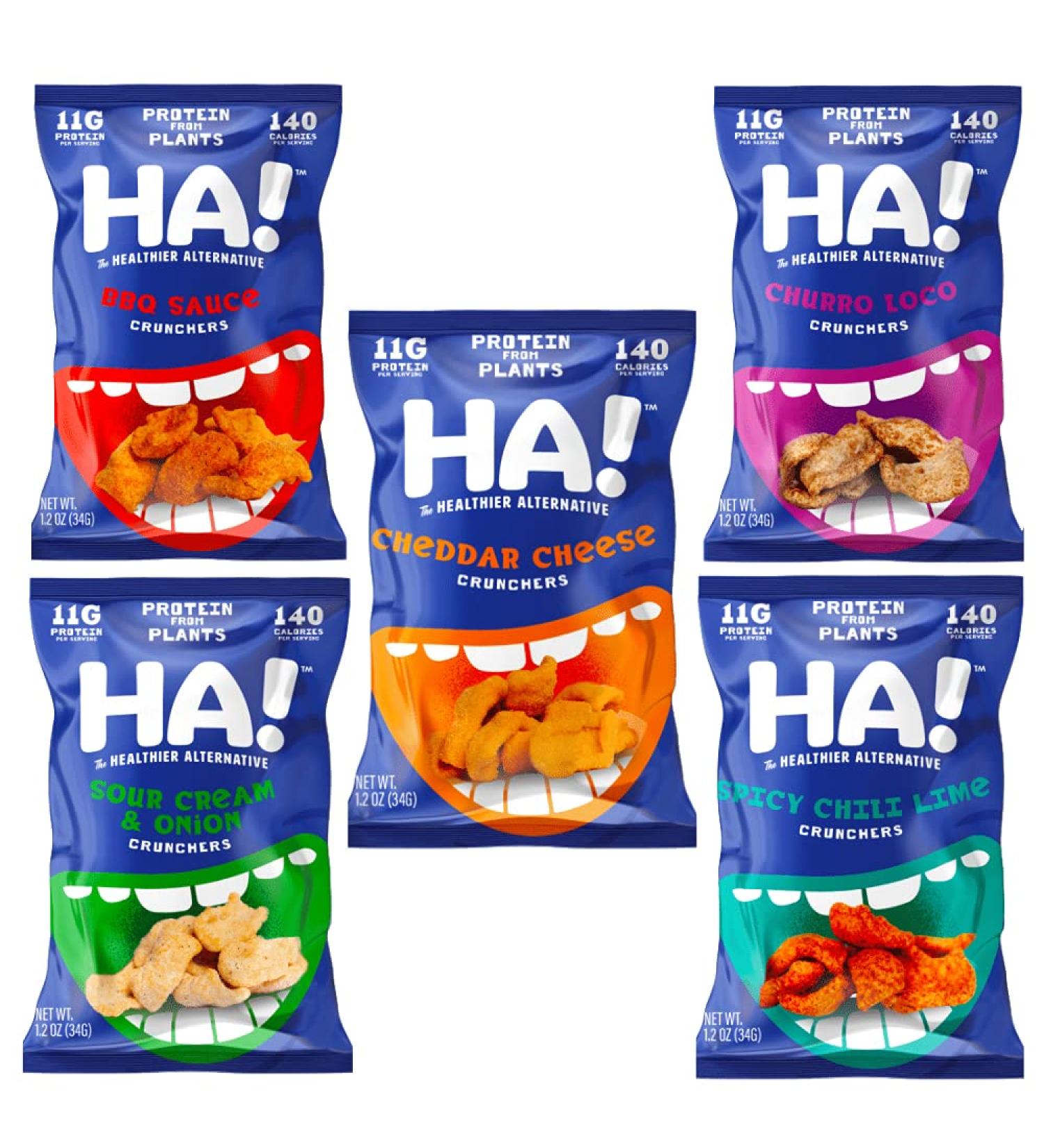 HA! Variety Pack - High Protein, Low Calorie, Gluten-Free, Vegan Snacks (5-Pack, 1.2oz Bags) - Perfect for Work, School, and Healthy Junk Food Cravings - Buy Online on GoSupps.com