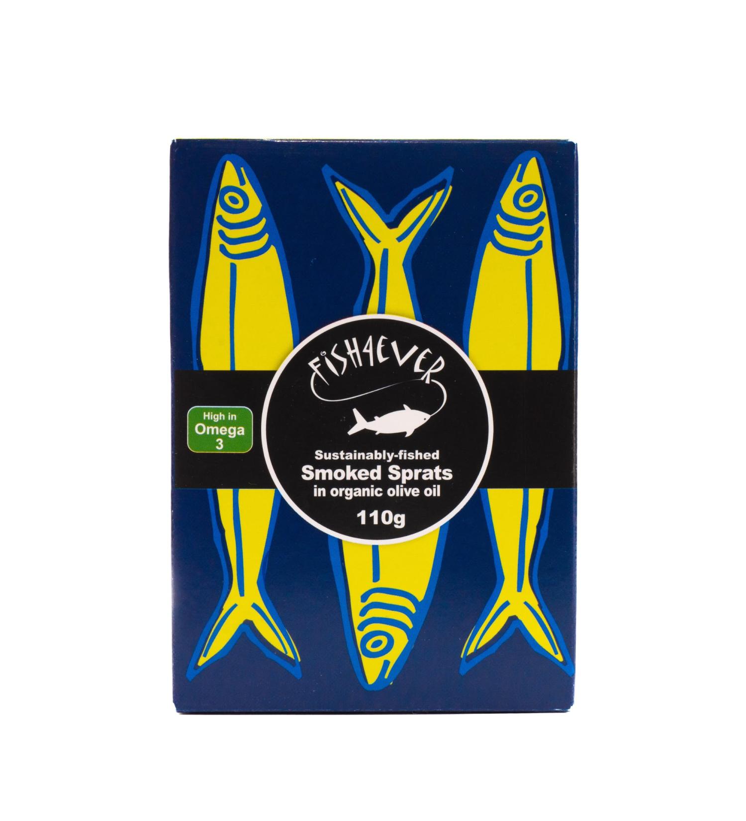 Fish 4 Ever - 12x 110g Smoked Sprats In Organic Extra Virgin Olive Oil - Sustainably Fished. Tin Canned Food Rich In Omega-3. Great With Fresh Bread Pasta and Salads (Pack of 12) - Buy Online on GoSupps.com