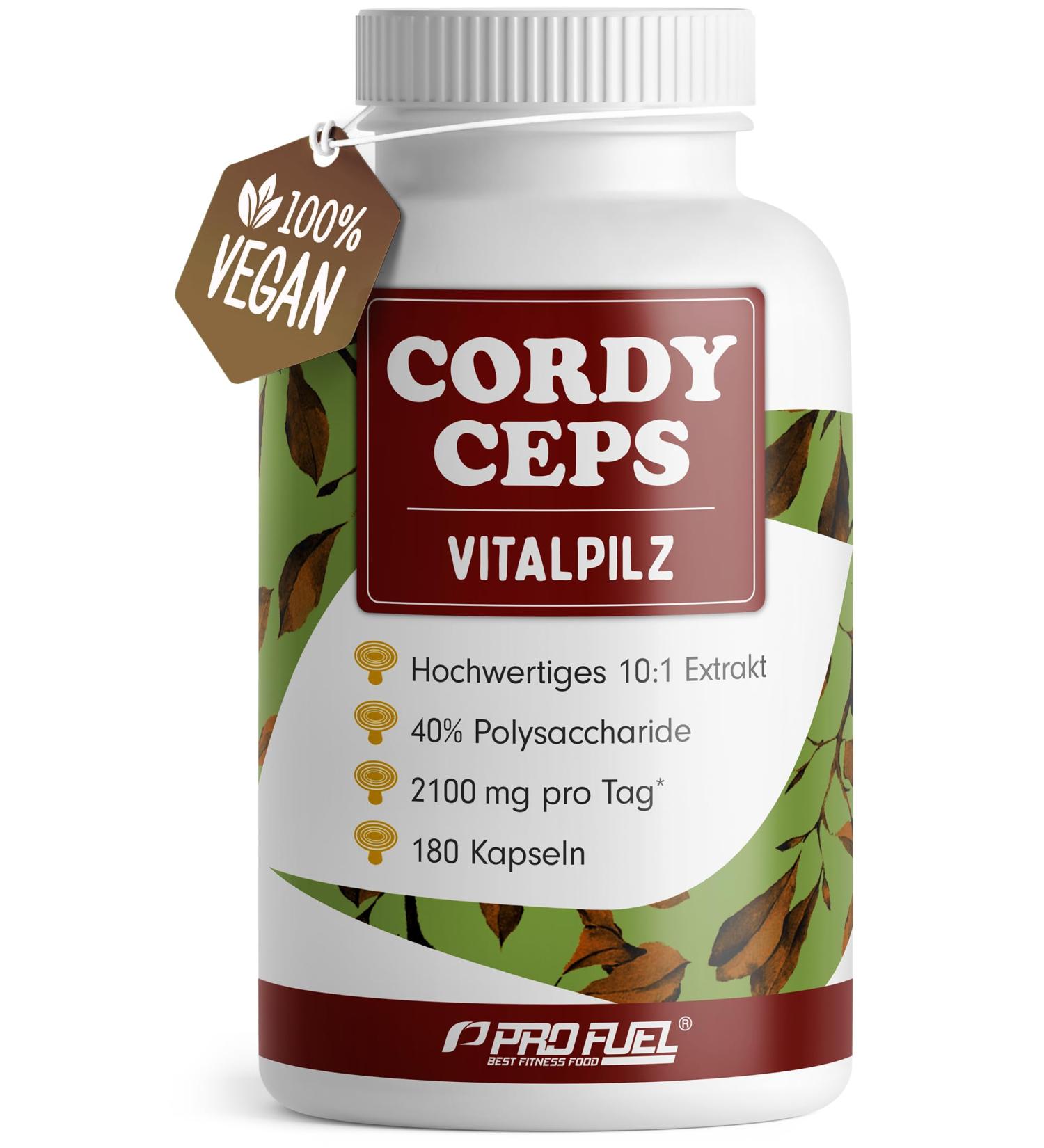 Premium Cordyceps Capsules 180x - 2100mg Vital Fungus Extract | High-Quality Cordyceps Sinensis with 40% Bioactive Polysaccharides - Boost Energy & Immune Support - Buy Online on GoSupps.com