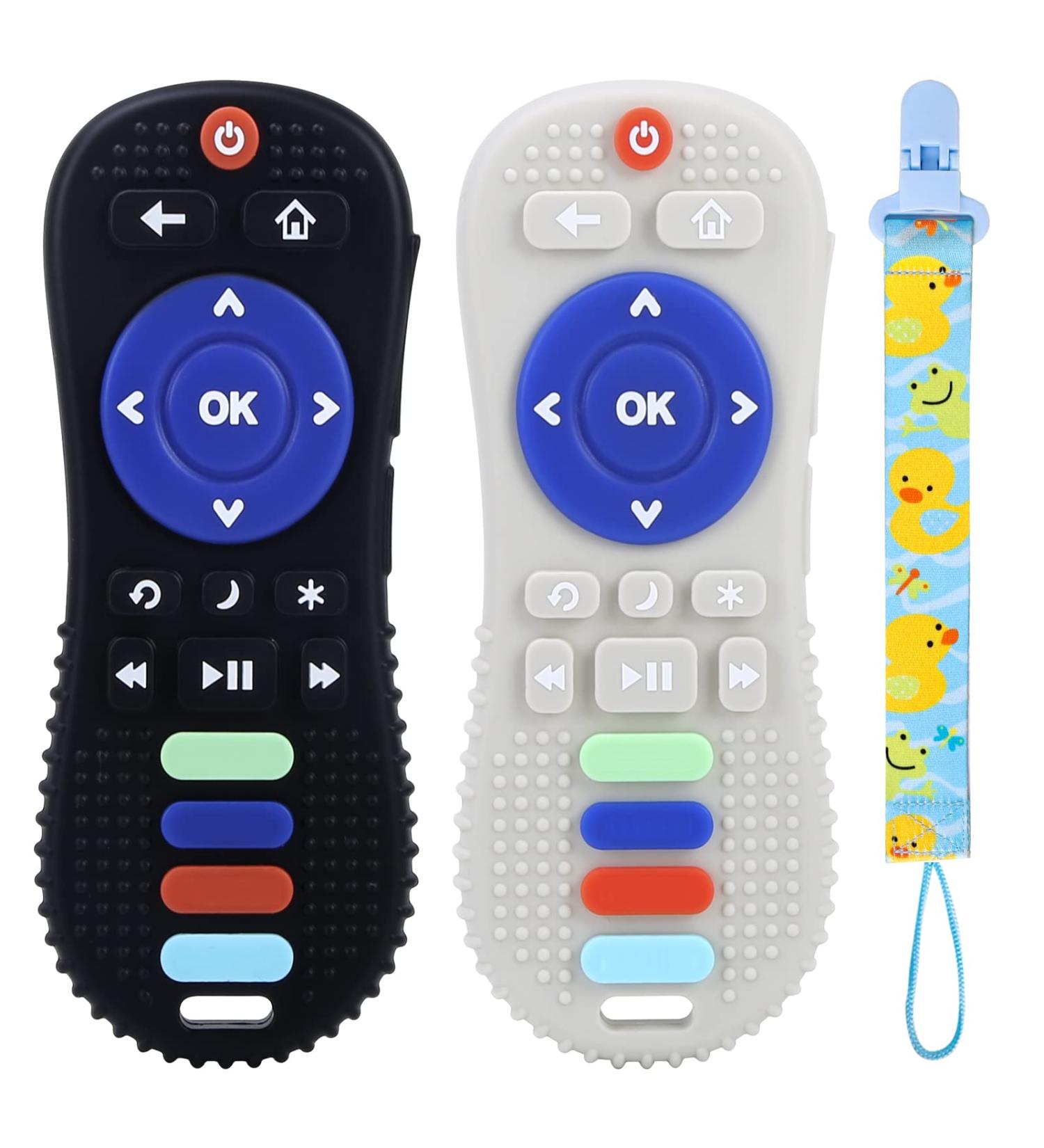 2 Pack Silicone TV Remote Teething Toys for Babies 0-12 Months - Safety Tested Infant Chewing Toys in Black & White - Buy Online on GoSupps.com