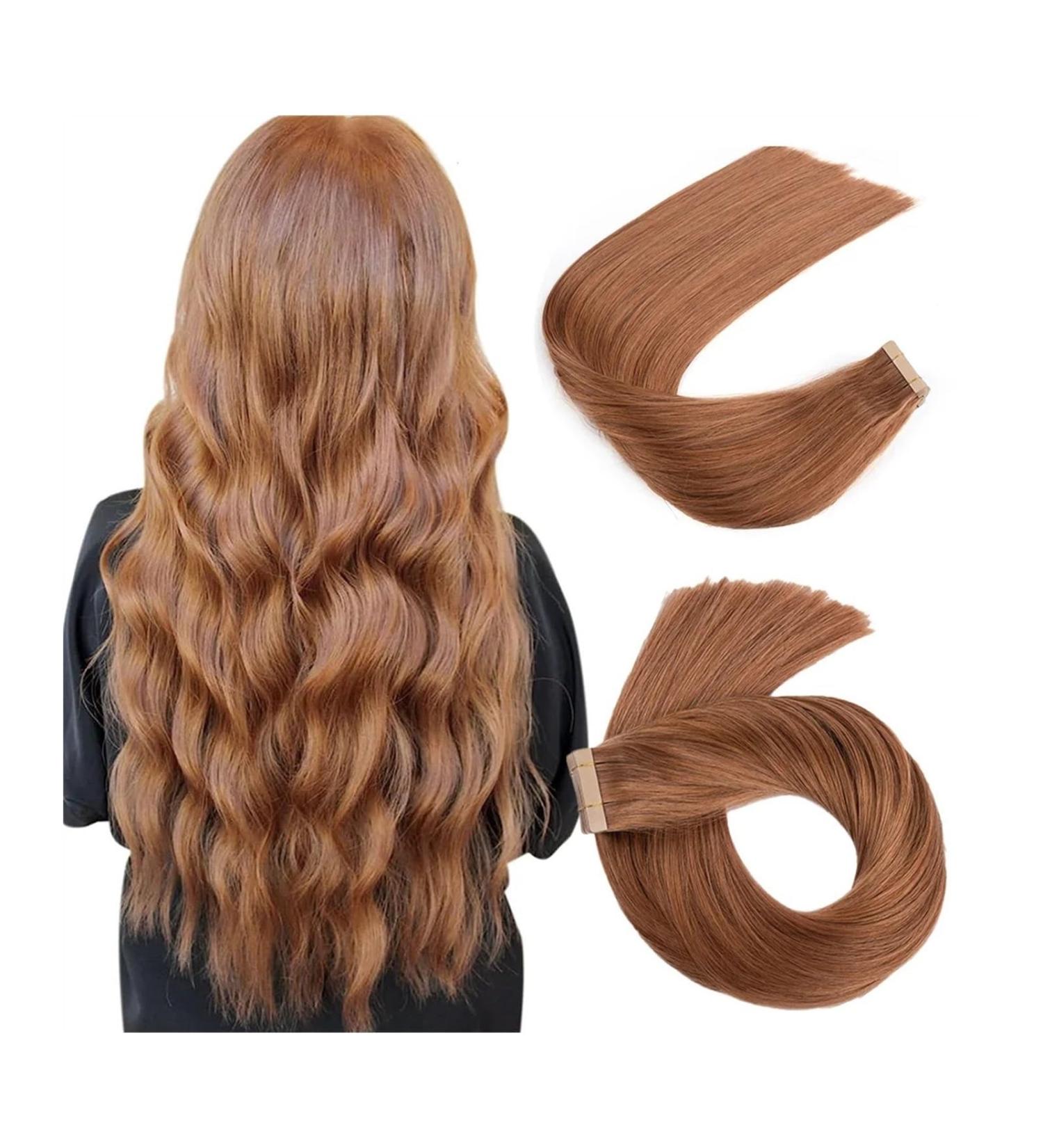 Tape in Hair Extensions Invisible Tape in Hair Extensions Real Remy Tape in Hair Extensions Silky Straight Human Hair Double Side Seamless Skin Weft Tape Hair Extensions Medium Auburn Tape in Extensio - Buy Online on GoSupps.com
