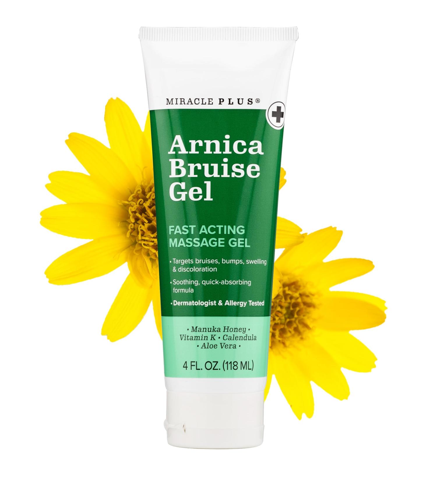 Miracle Plus Natural Arnica Bruise Body Gel - Extra Strength Vitamin K Cream for Bruising Swelling & Thin Skin - 4 Oz Arnica Ointment for Post-Surgery Skin Care - Buy Online on GoSupps.com