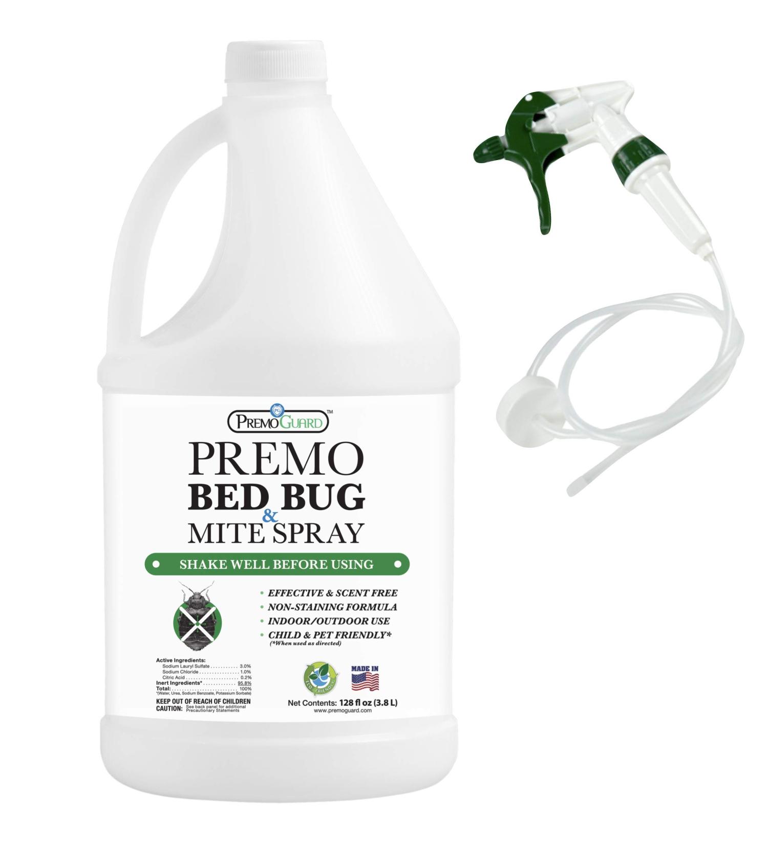 Premo Guard 128 oz Bed Bug & Mite Killer Spray | Fast Acting Treatment | Stain & Scent Free | Child & Pet Safe | Extended Protection | Natural Non-Toxic Formula - Buy Online on GoSupps.com