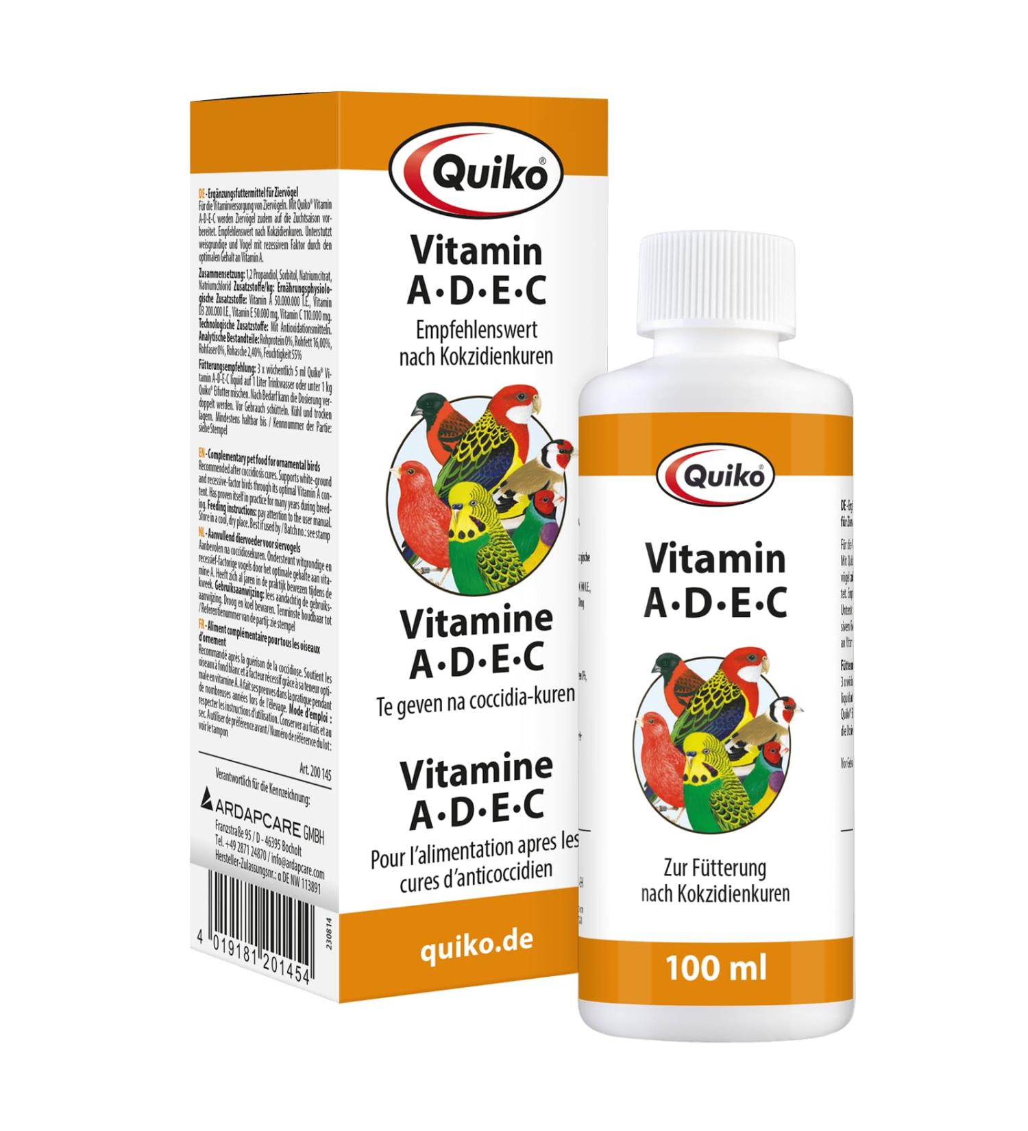 Quiko Vitamin ADEC 100ml - Vitamin supply for ornamental birds 100 ml