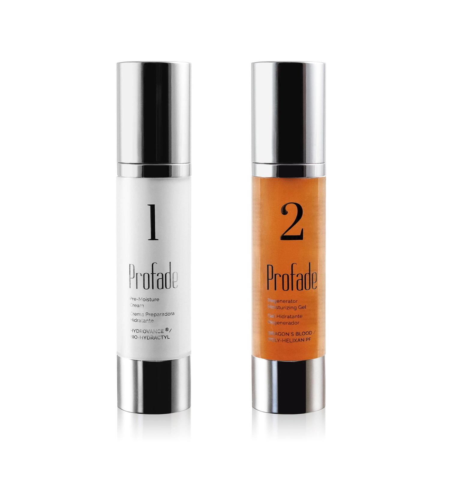 Profade1: Cr me hydratante + Profade2: Gel r g n rateur pour la peau tatou e