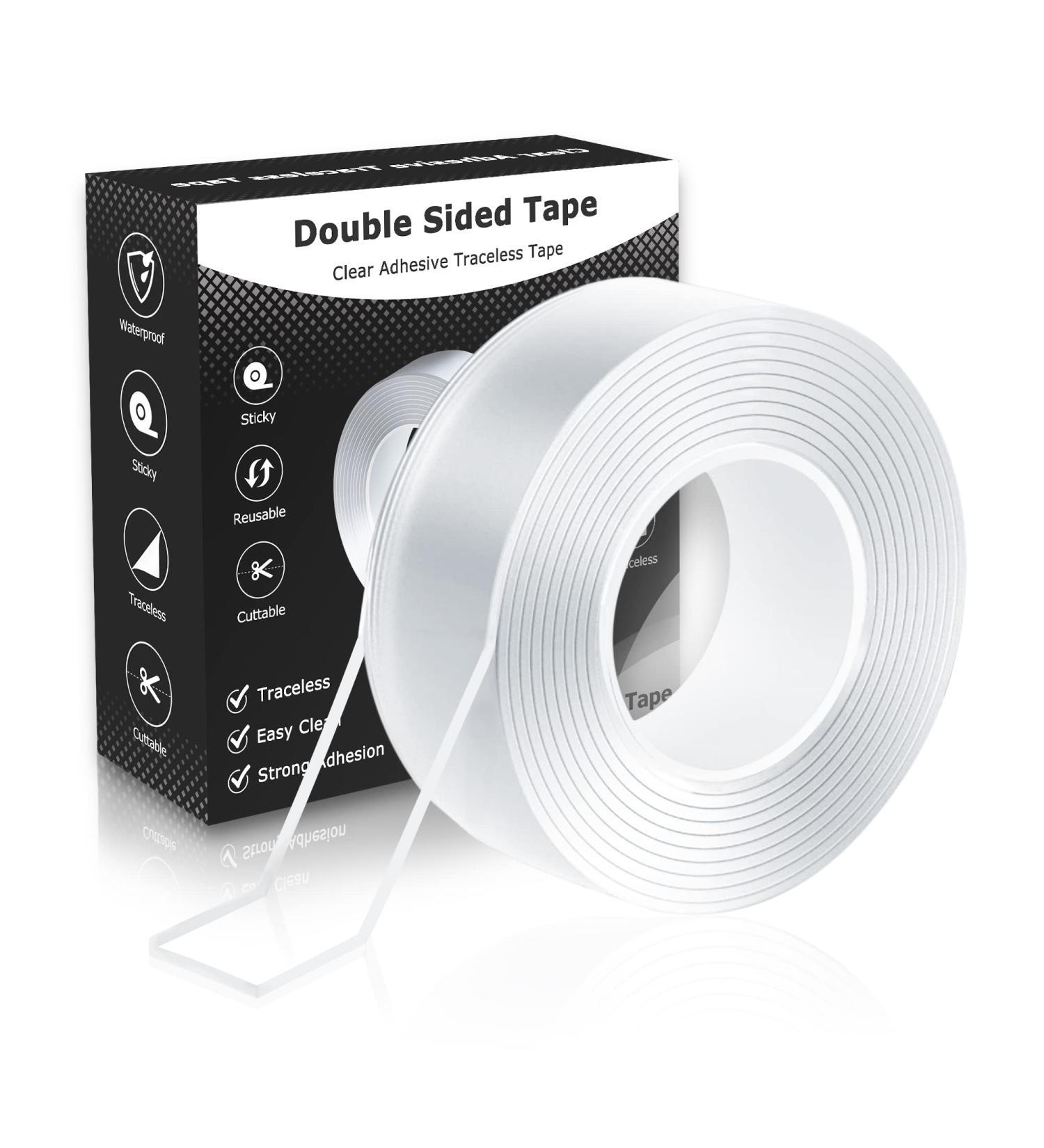 MS WGO Double Sided Tape-Heavy Duty Mounting Tape 1.18in x 9.85ft Nano Double Sided Mounting Tape Transparent Poster Tape Double Sided Tape for Walls Office Outdoor Carpet Home - Buy Online on GoSupps.com