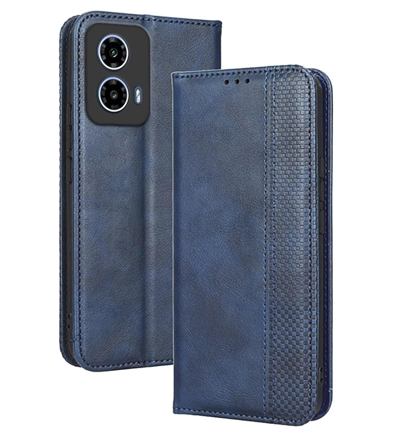 RankOne Flip Leather Case Cover for Motorola Moto G34 - Stylish Blue 6.5 Inches Protective Phone Case - Buy Online on GoSupps.com