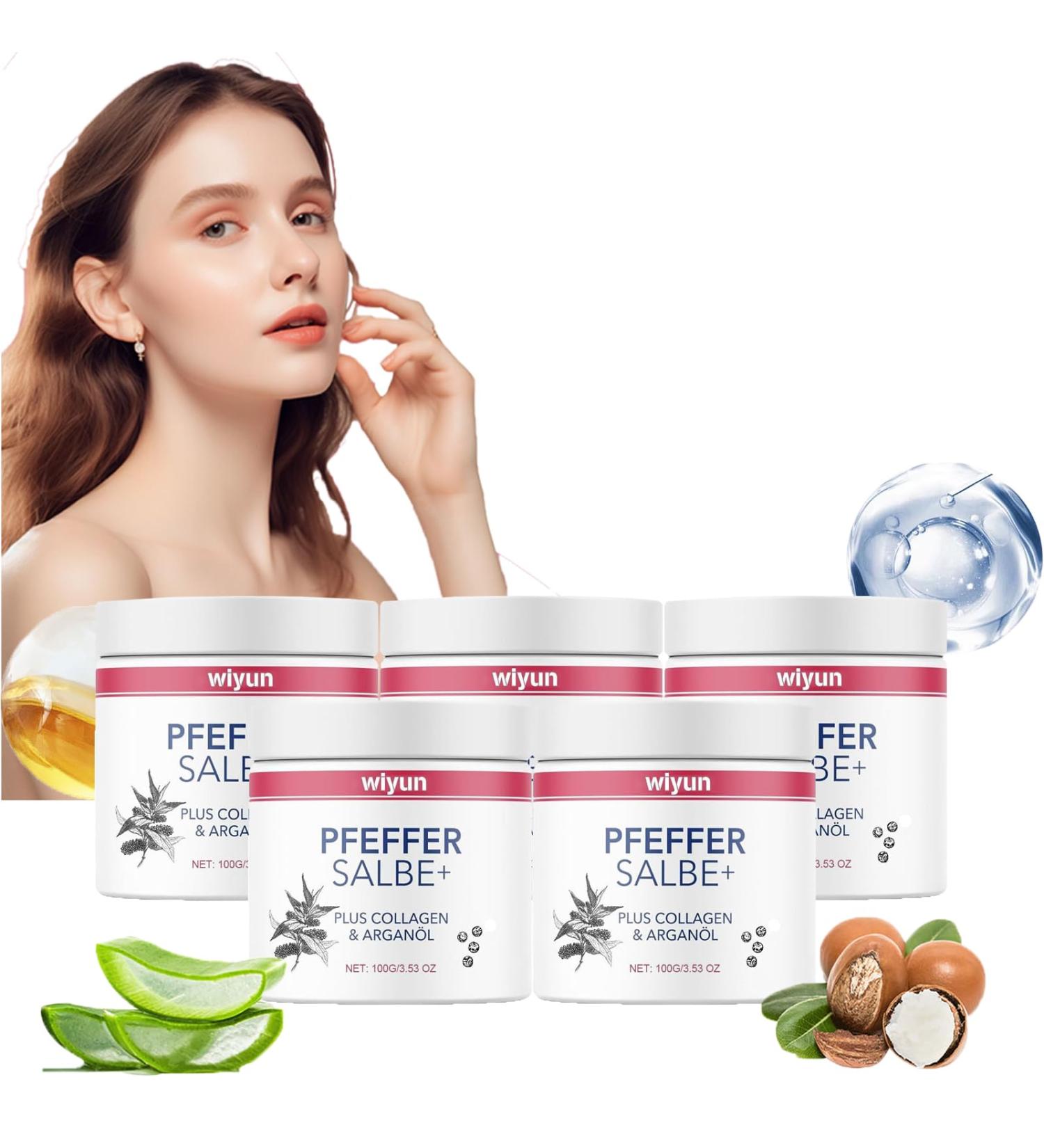 Pepper Ointment Plus 100g | Anti-Wrinkle & Browning Cream with Collagen & Argan Oil | Instant Effect for Face (5PC) - Buy Online on GoSupps.com