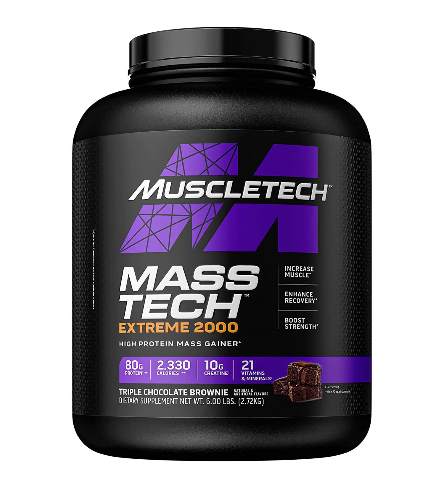 MuscleTech Mass-Tech Extreme 2000 Mass Gainer | Whey Protein Powder with Creatine & Carbs | Max-Protein Weight Gainer for Women & Men | Triple Chocolate | 6lbs - Buy Online on GoSupps.com