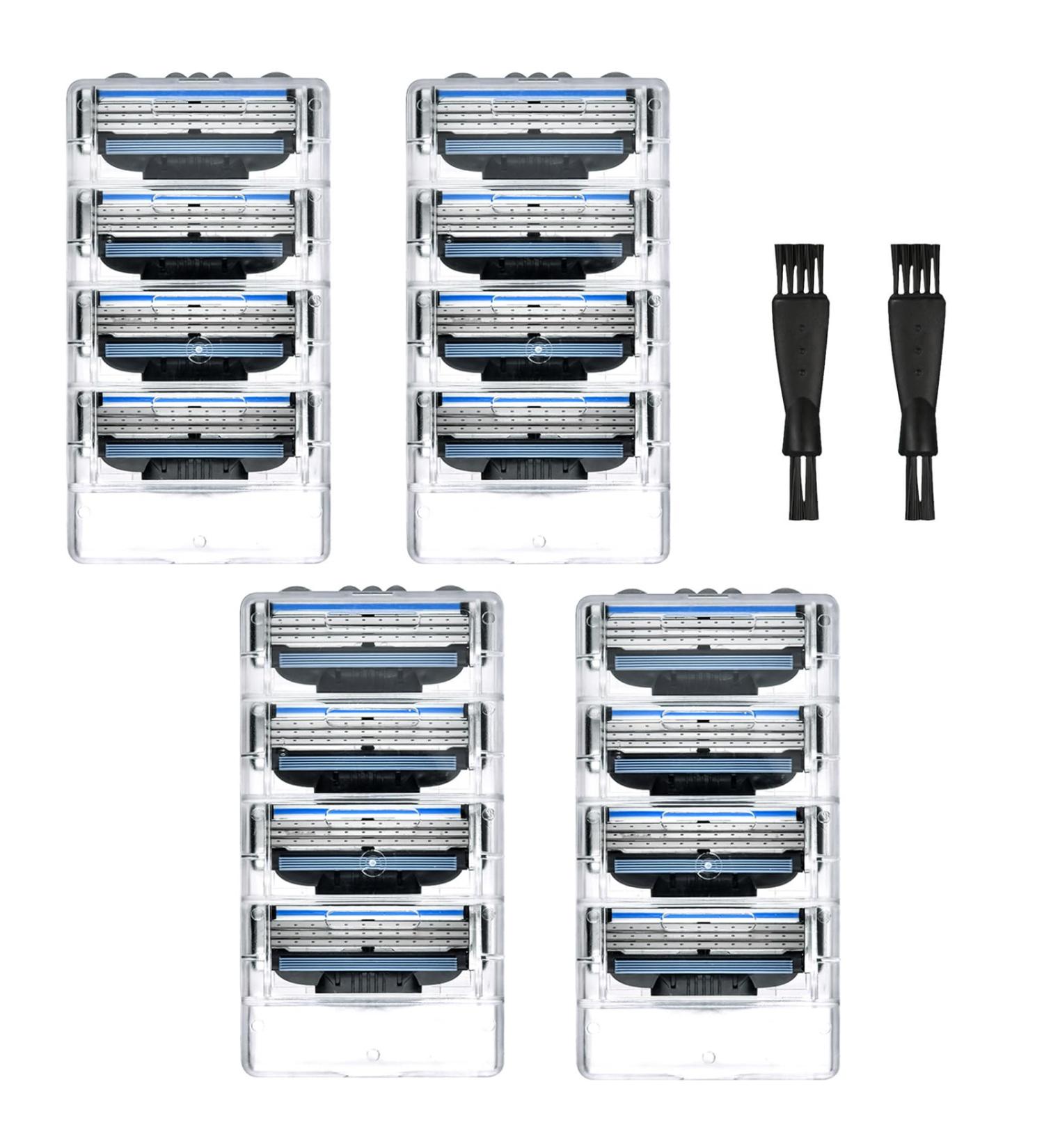 High-Quality Mach 3 Razor Blade Refills - 20 Pack Compatible with Men's Wet Shaving Needs | Includes 2 Brushes - Buy Online on GoSupps.com