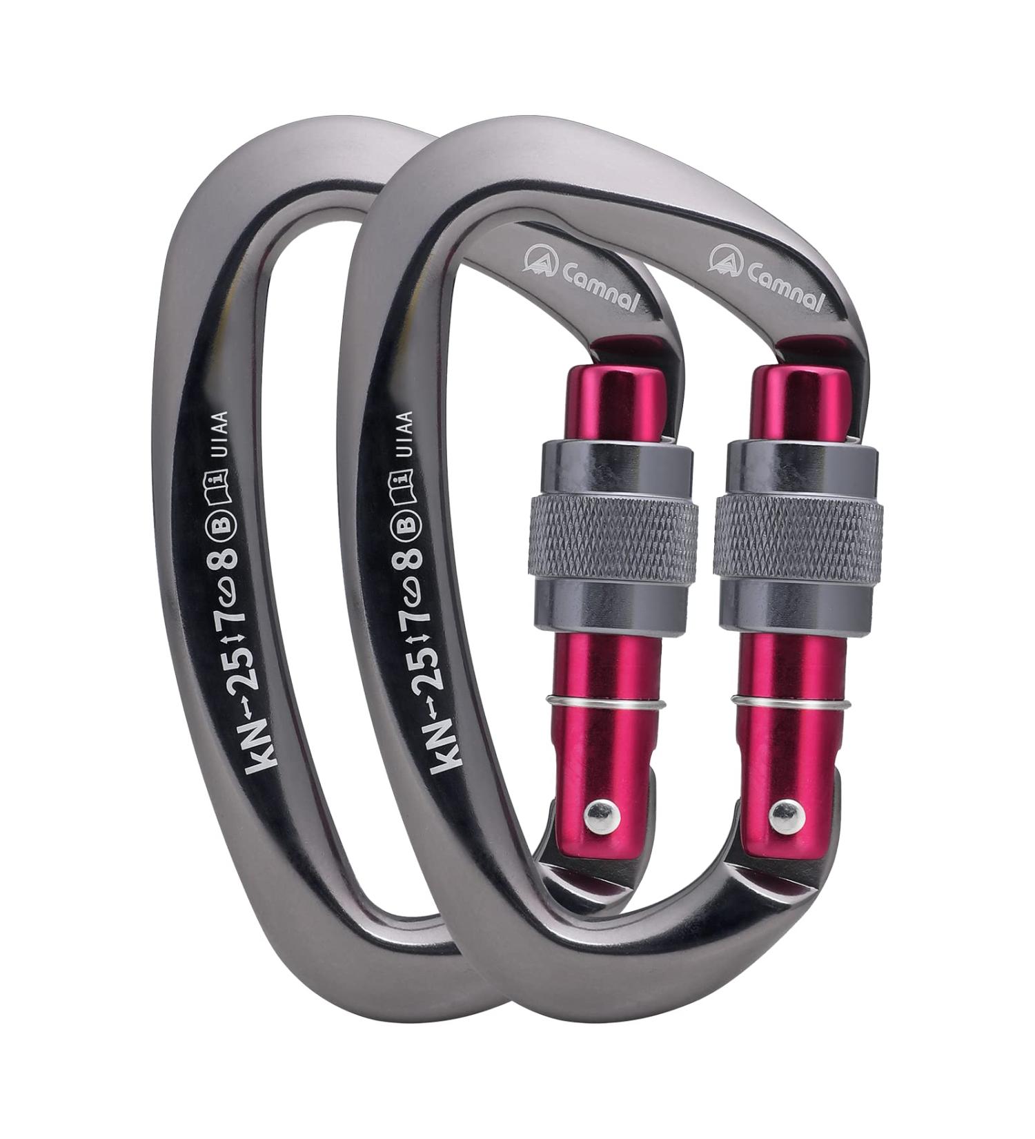 CAMNAL Heavy Duty 25KN Locking Carabiner - UIAA Certified, for Rock Climbing, Mountaineering, Aerial Work - Gray-2 - Buy Online on GoSupps.com