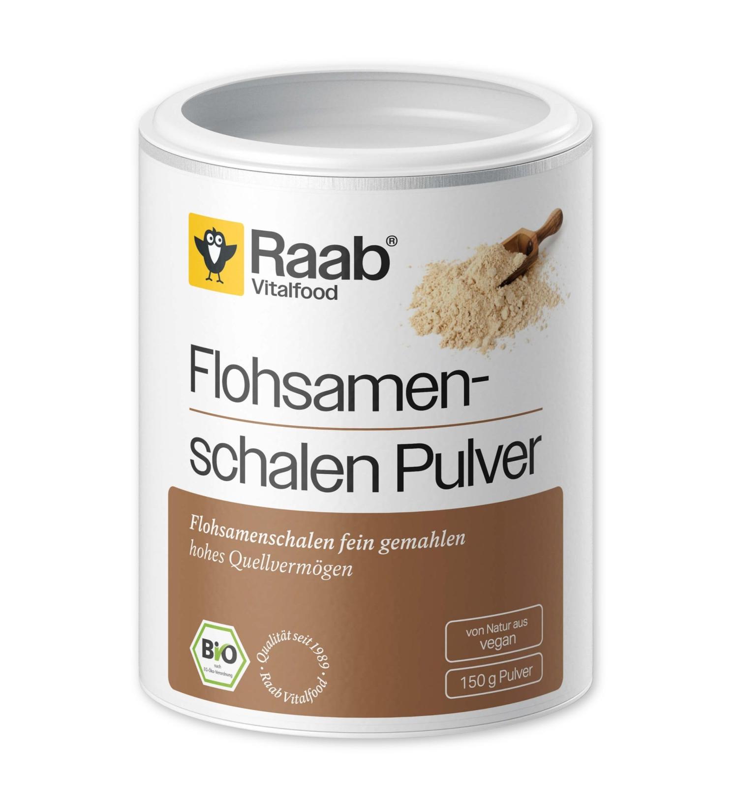Raab Vitalfood Bio psyllium bowl powder with 82% fiber particularly finely ground from organic cultivation vegan gluten-free 150 g