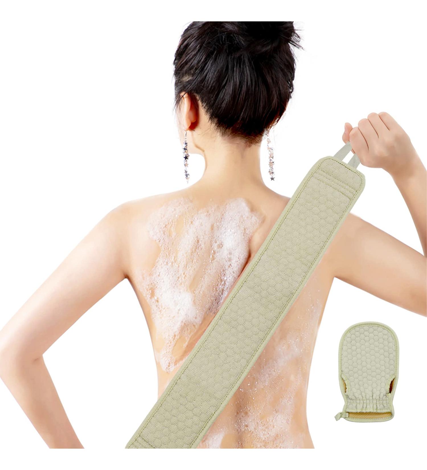 CAPLINK Exfoliating Back Scrubber & Gloves Set for Shower | Bath Body Scrubbers for Men & Women | Deep Clean Your Skin | 32.3 x 3.5 - Buy Online on GoSupps.com