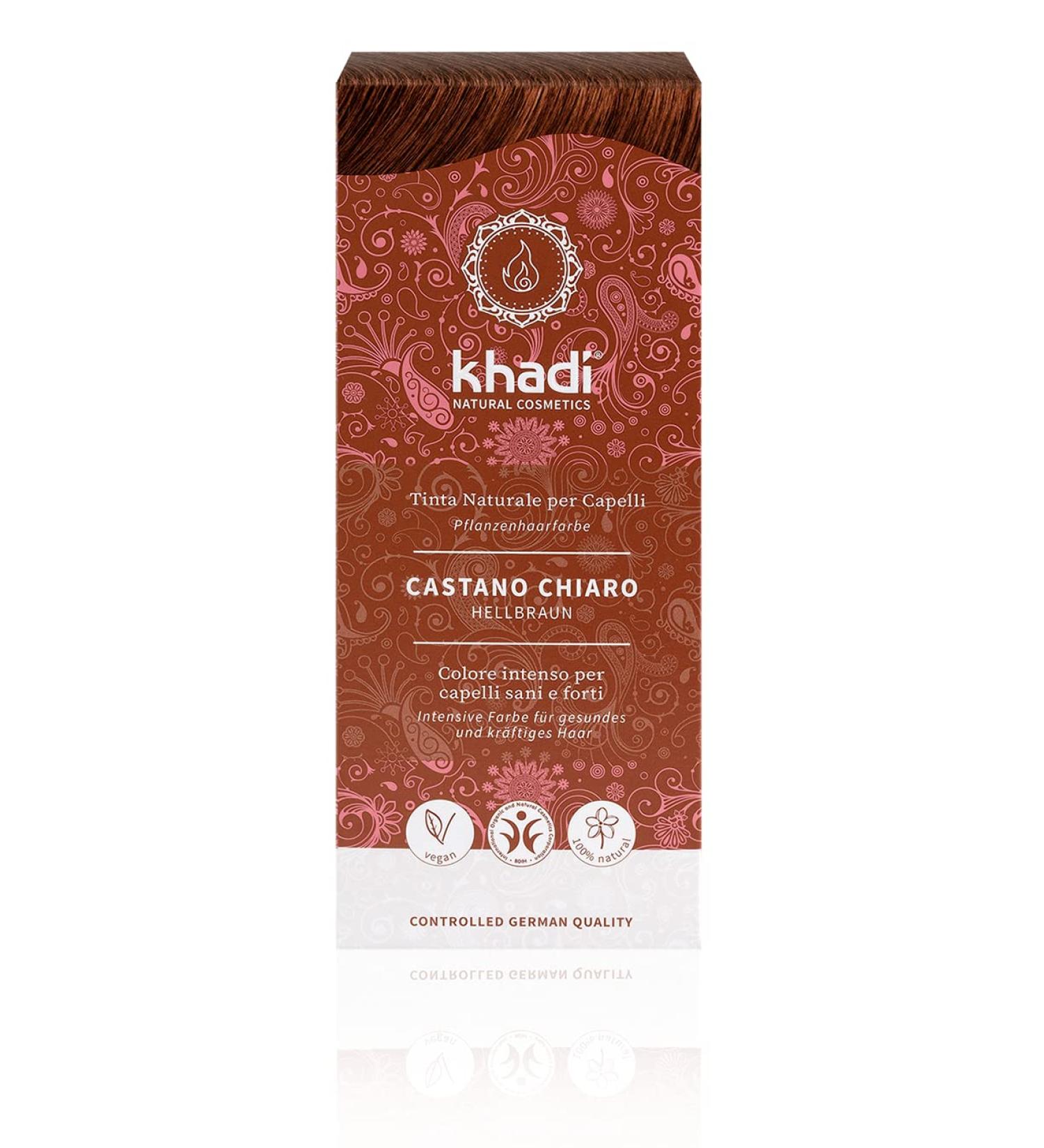 Khadi Light Brown Plant Hair Color - 100% Natural & Vegan Lively Reddish Reflex Certified Organic 100g - Buy Online on GoSupps.com
