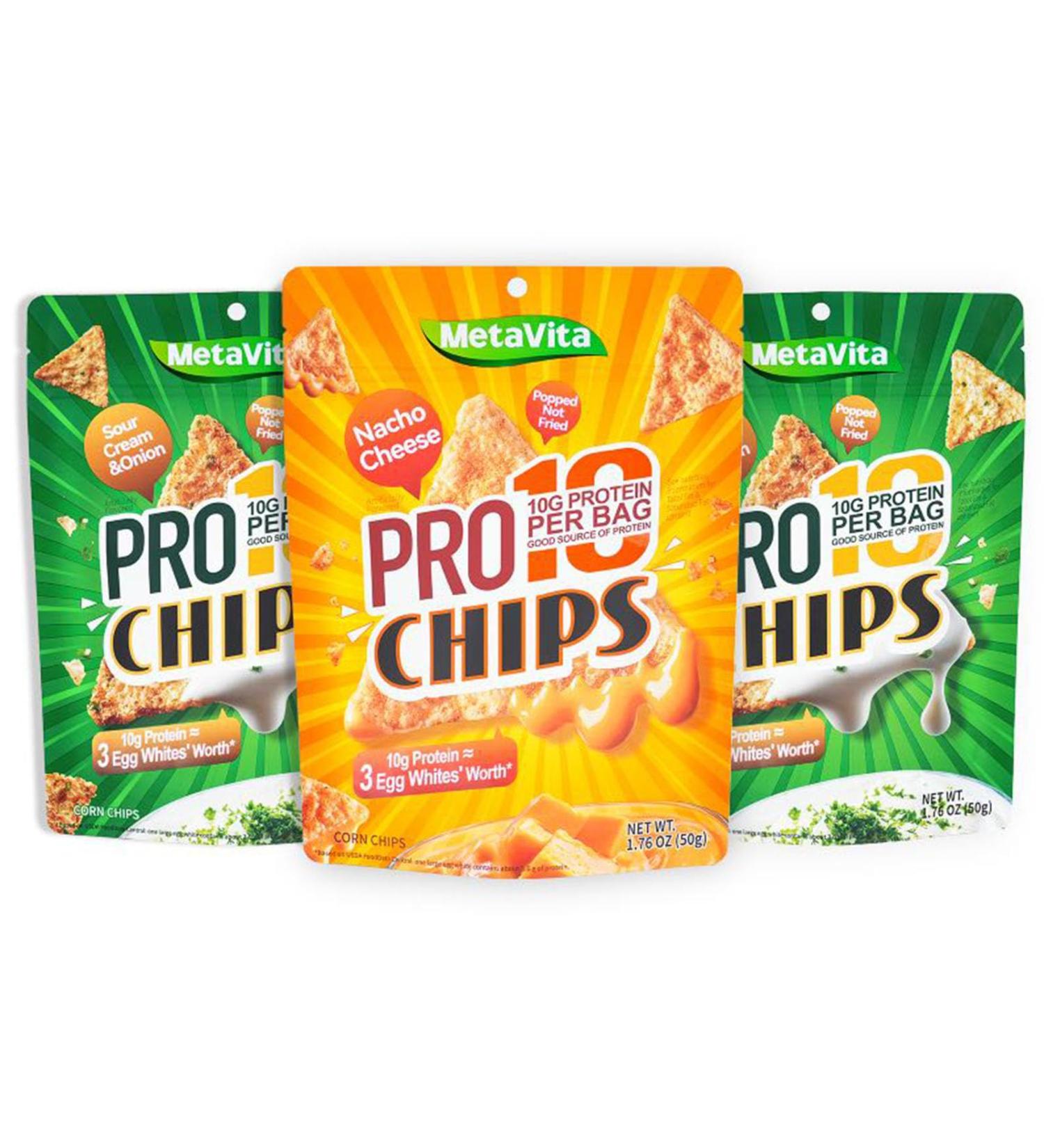 BIO NUTRI Foods High Protein Snack-Count Variety Pack-Cheesy Nacho and Sour cream onion Chips 10g High Protein Crispy Tortilla Shaped Snacks Low Sugar Diet Healthy Gluten Free and Low Carb Taco Snack Cheese Pack of 3 - Buy Online on GoSupps.com