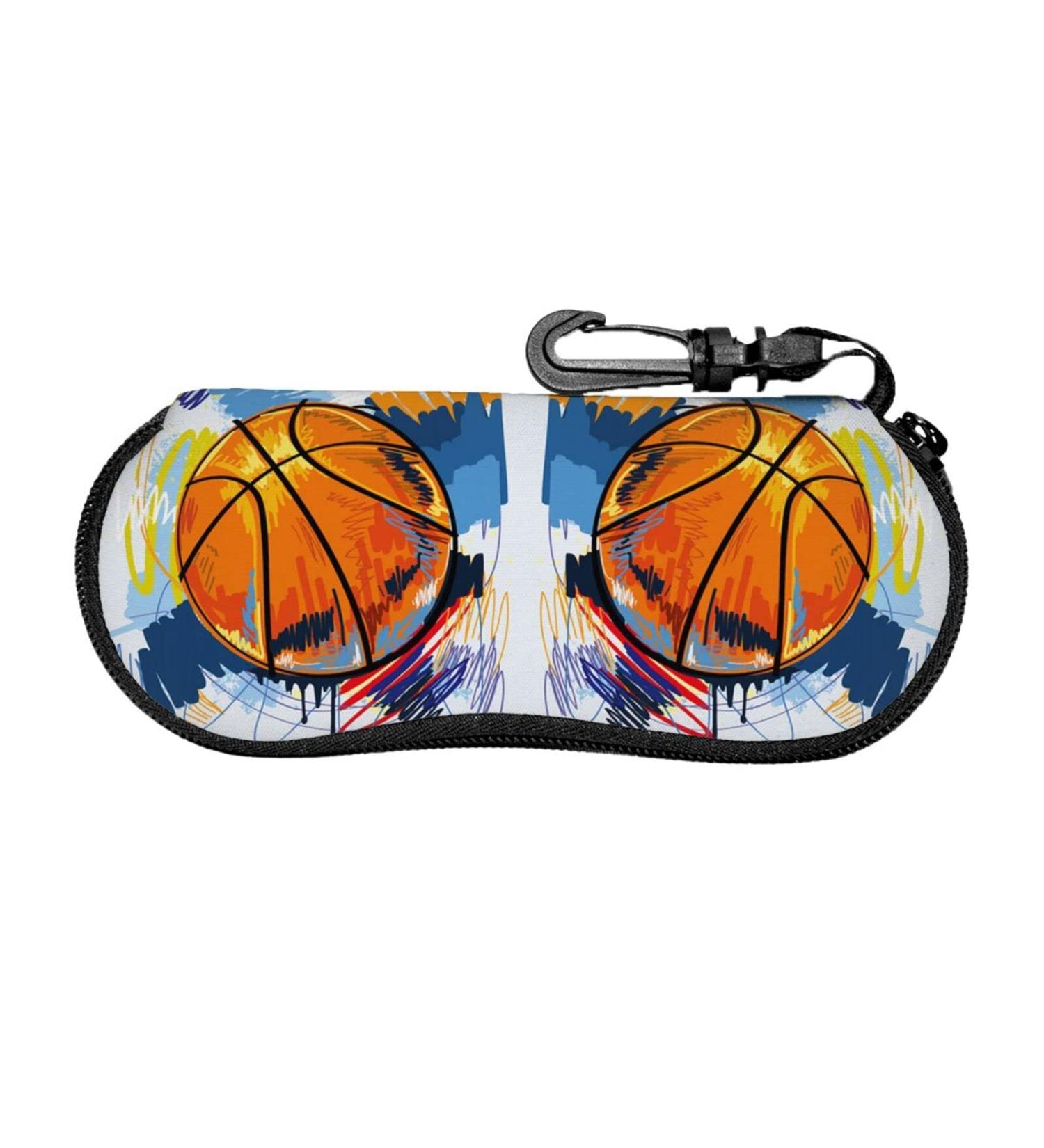 Stylish Portable Glasses Case | Yellow Flowers & Orange Fruits Design | Colorful Basketball Sketch - Perfect for Travel - Buy Online on GoSupps.com
