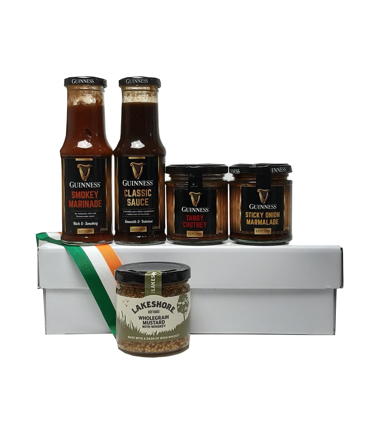Irish gourmet gift box with Guinness sauce marinade and chutneys