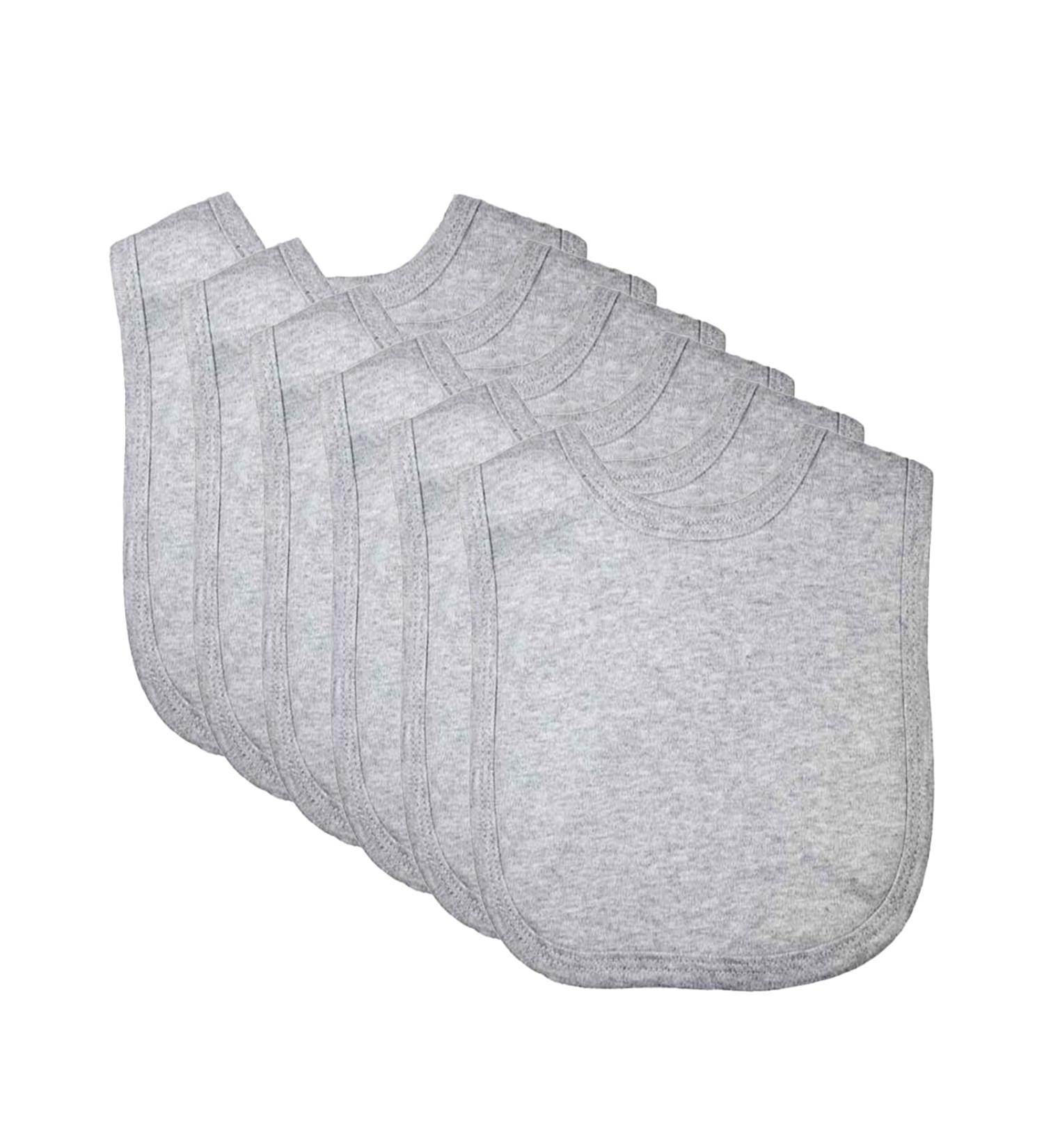 Royal Icon 100% Organic Cotton Baby Bibs - Soft & Absorbent - Set of 6 Grey Bibs for 0-12 Months | Hook and Loop Closure | Ideal for Boys and Girls - Buy Online on GoSupps.com