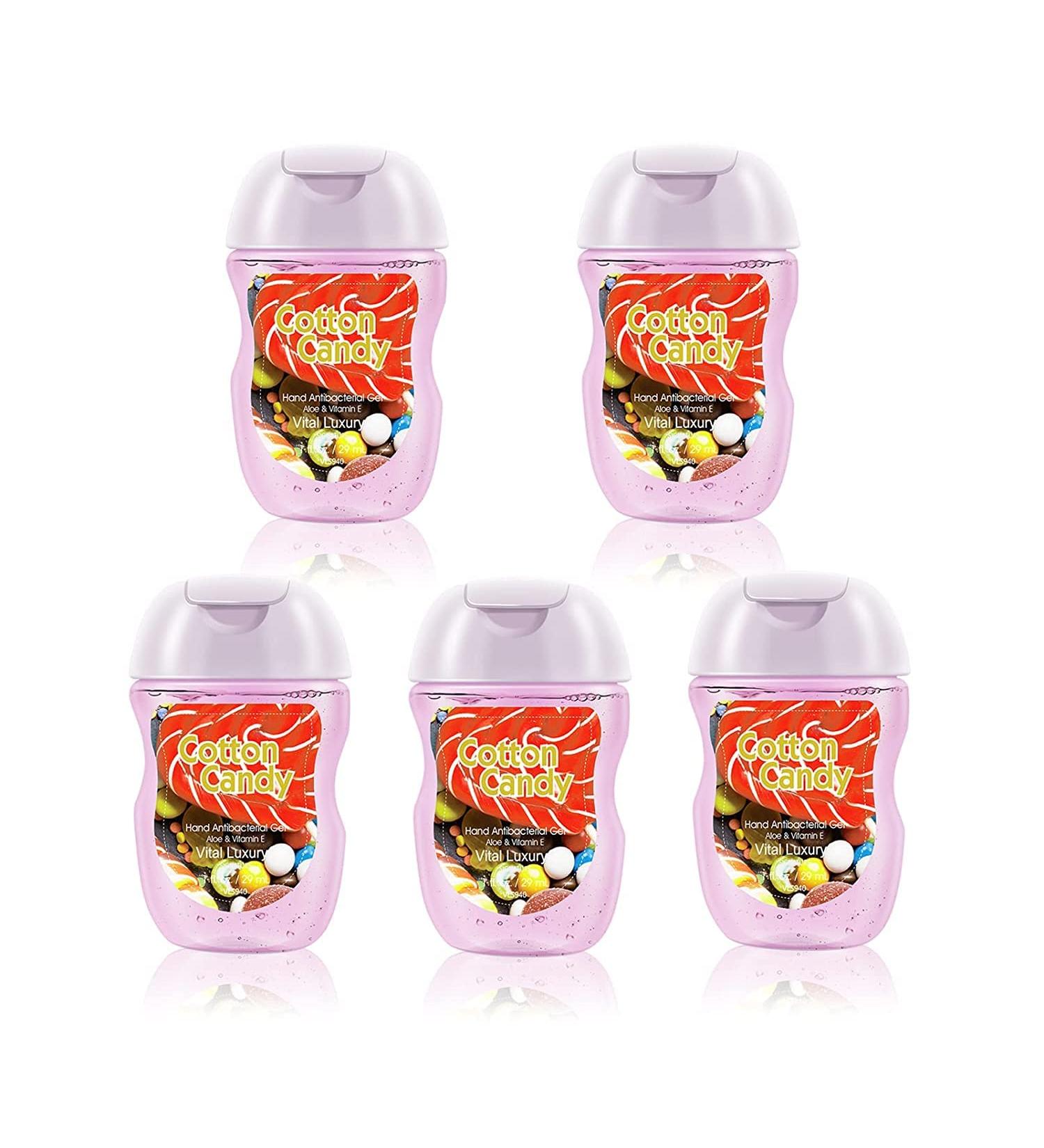 Vital Luxury Mini Hand Sanitizer Gel - Cotton Candy Scented, 1 FL OZ, 5 PC - Portable Anti-Bacterial Hand Gel with Travel Size Bottle - Moisturizing & Fast Dry - Buy Online on GoSupps.com