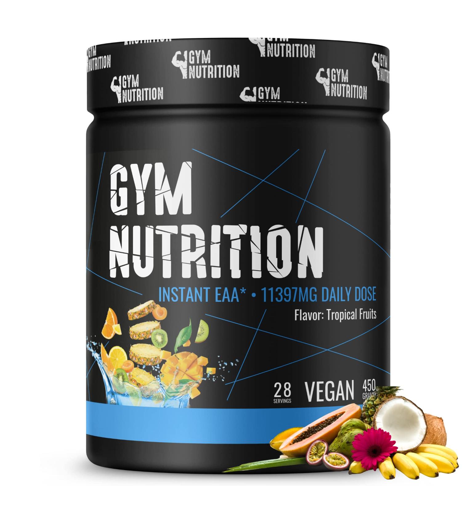 Premium EAA Powder | High Dose Essential Amino Acids Complex | Vegan BCAA Rich | No Additives | Tropical Fruits Flavor - Buy Online on GoSupps.com