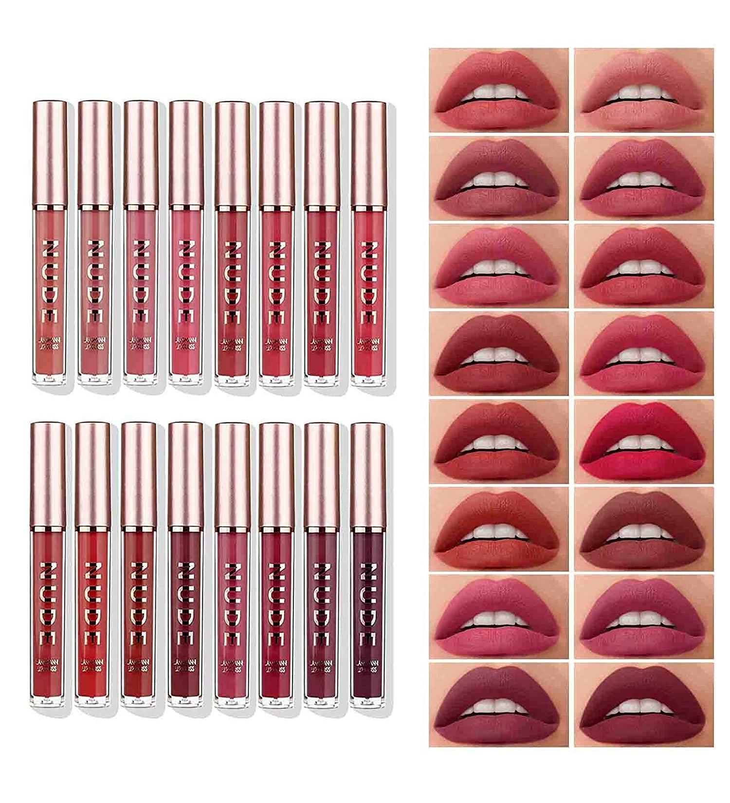 LANGMANNI 16-Piece Matte Liquid Lipstick Set | Long-Lasting Nude Lip Gloss for Women - Buy Online on GoSupps.com