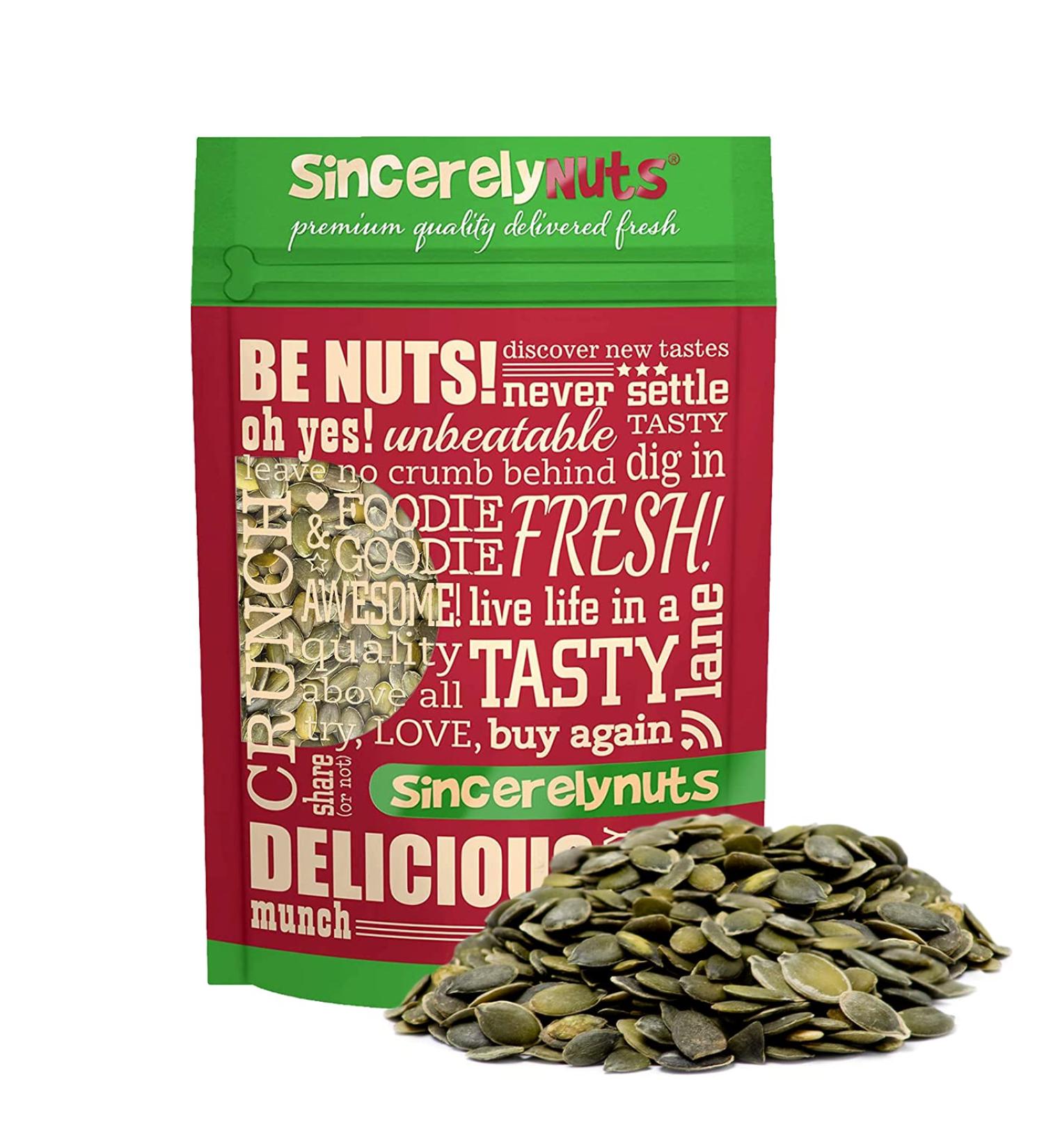 Sincerely Nuts Raw Unsalted Shelled Pepitas Pumpkin Seeds - Healthy Antioxidant Snack | Vegan, Kosher, Gluten Free | High Protein Bulk 5lb Bag - Buy Online on GoSupps.com