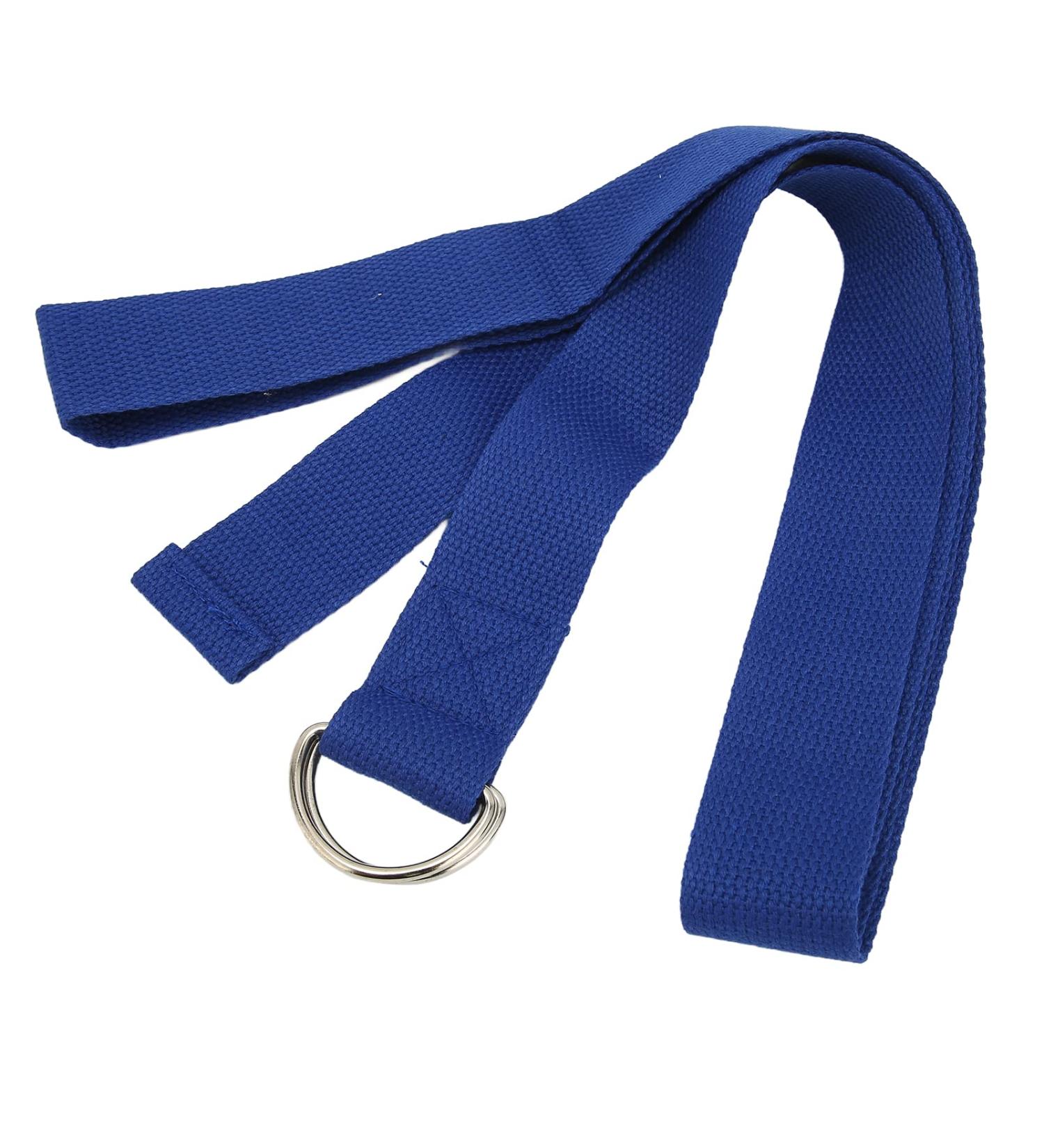 High Density Yoga Exercise Belt with D-Shaped Buckle - Stretch Bands for Gym | Blue Yoga Accessories - Buy Online on GoSupps.com