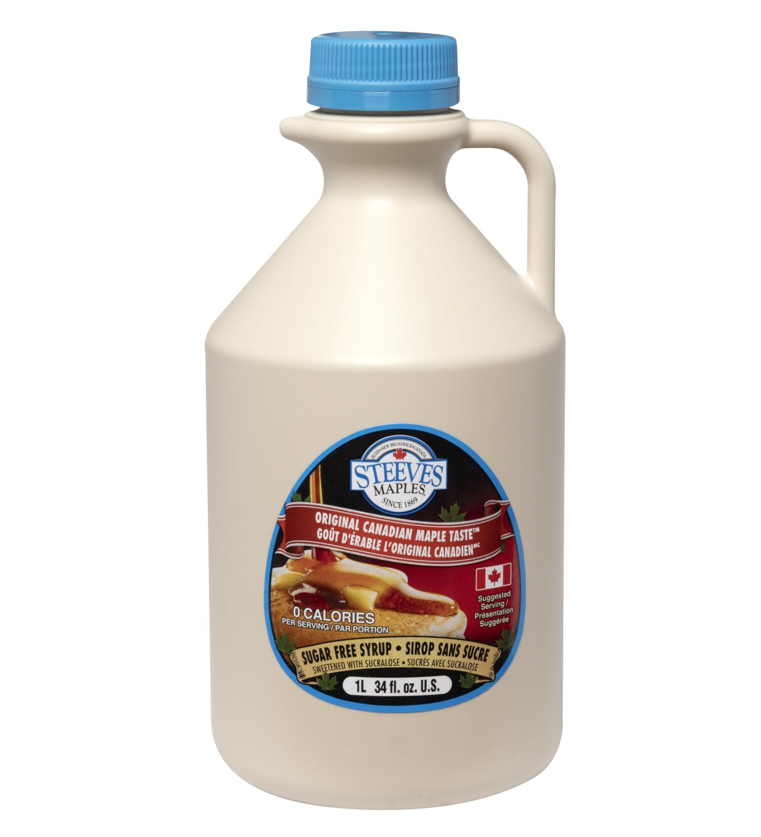 Steeves Maples Sugar Free Syrup - Maple - 1L | Keto Friendly 0g Net Carbs 0 Calories per Serving Diabetic Friendly Maple 1 l (Pack of 1)