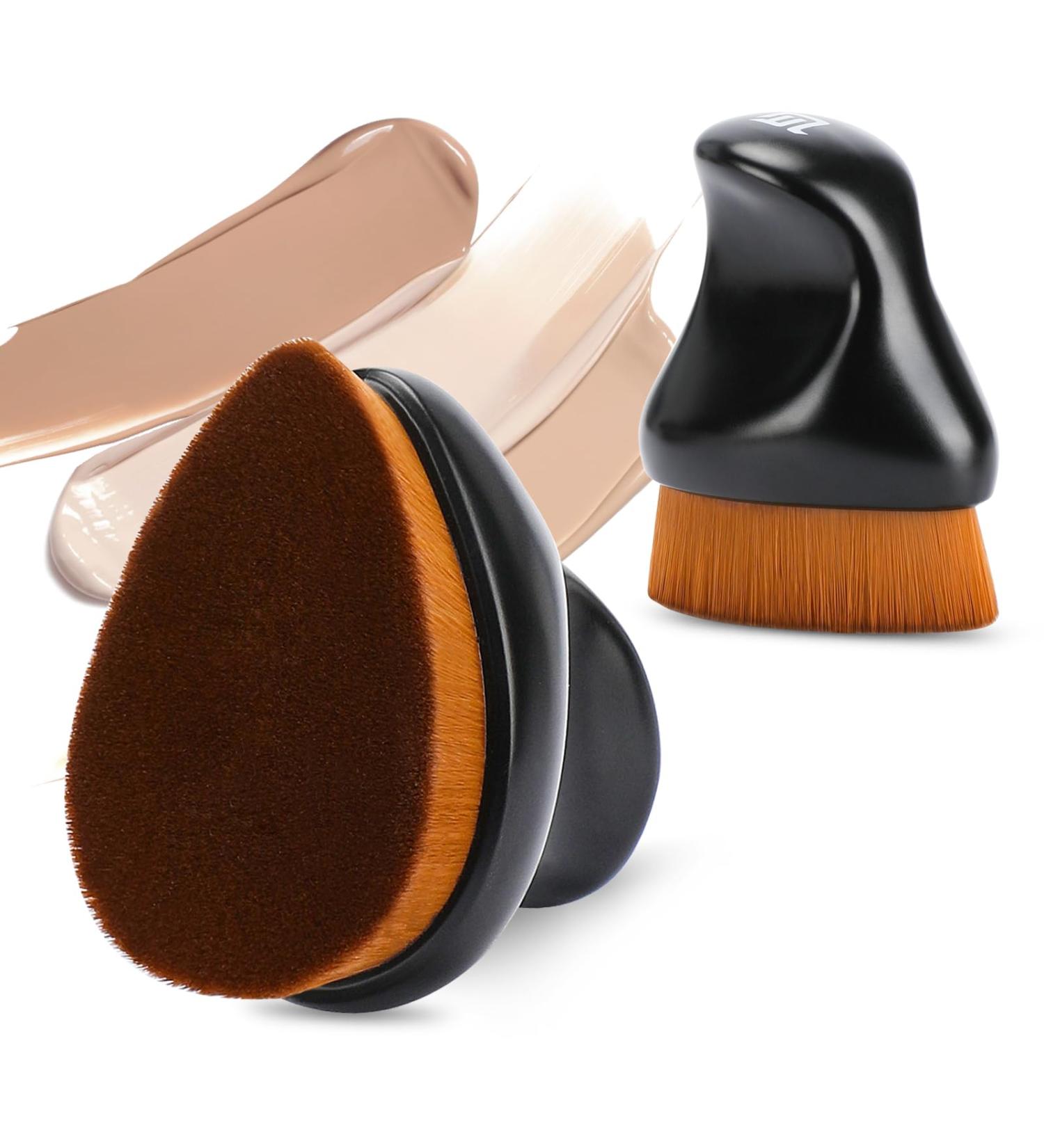 Buy Foundation Makeup Brush | Kabuki Bronzer Brush for Liquid & Cream Cosmetics | Ergonomic Handle - Matte Black - Buy Online on GoSupps.com