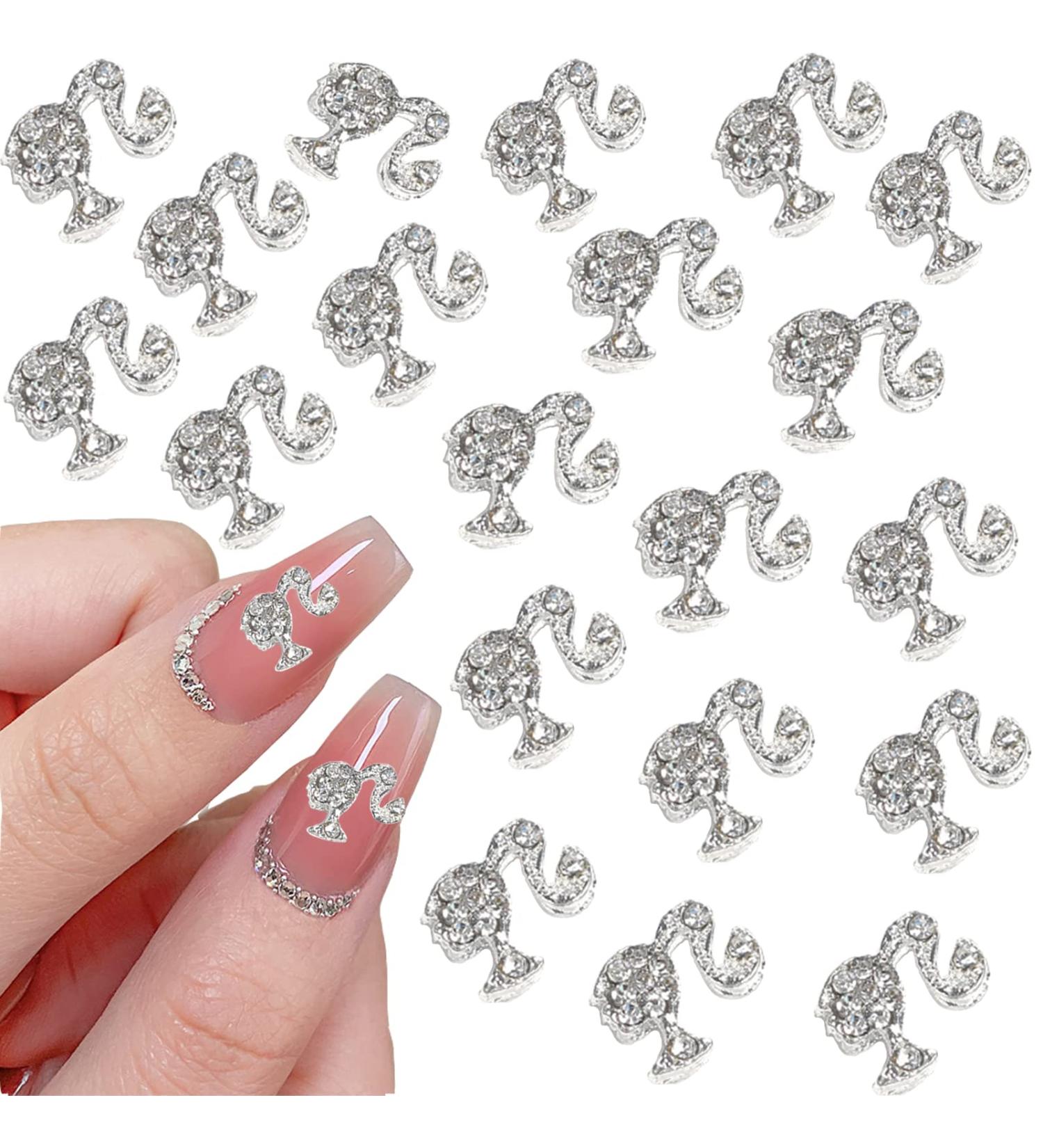 LIFOOST 3D Barbie Head Nail Charms - 20 PCS Silver Metal Decorations for Acrylic Nails | Cute & Kawaii Nail Charms (LIF114) - Buy Online on GoSupps.com
