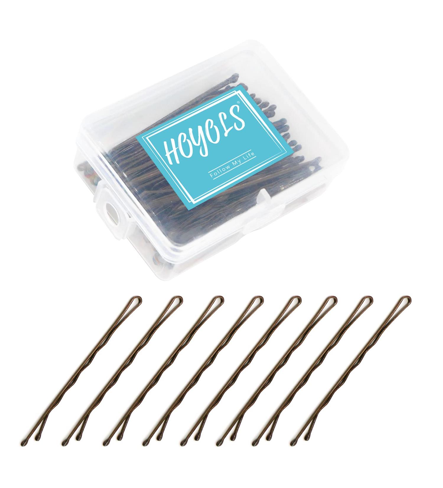 Hoyols Bobby Pin Brown Hairpins for Thick Thin Hair - 100 Count, 2.375 Inch, Secure Hold Wavy Slide Proof Gold Styling Pins for Bun Decor - Buy Online on GoSupps.com
