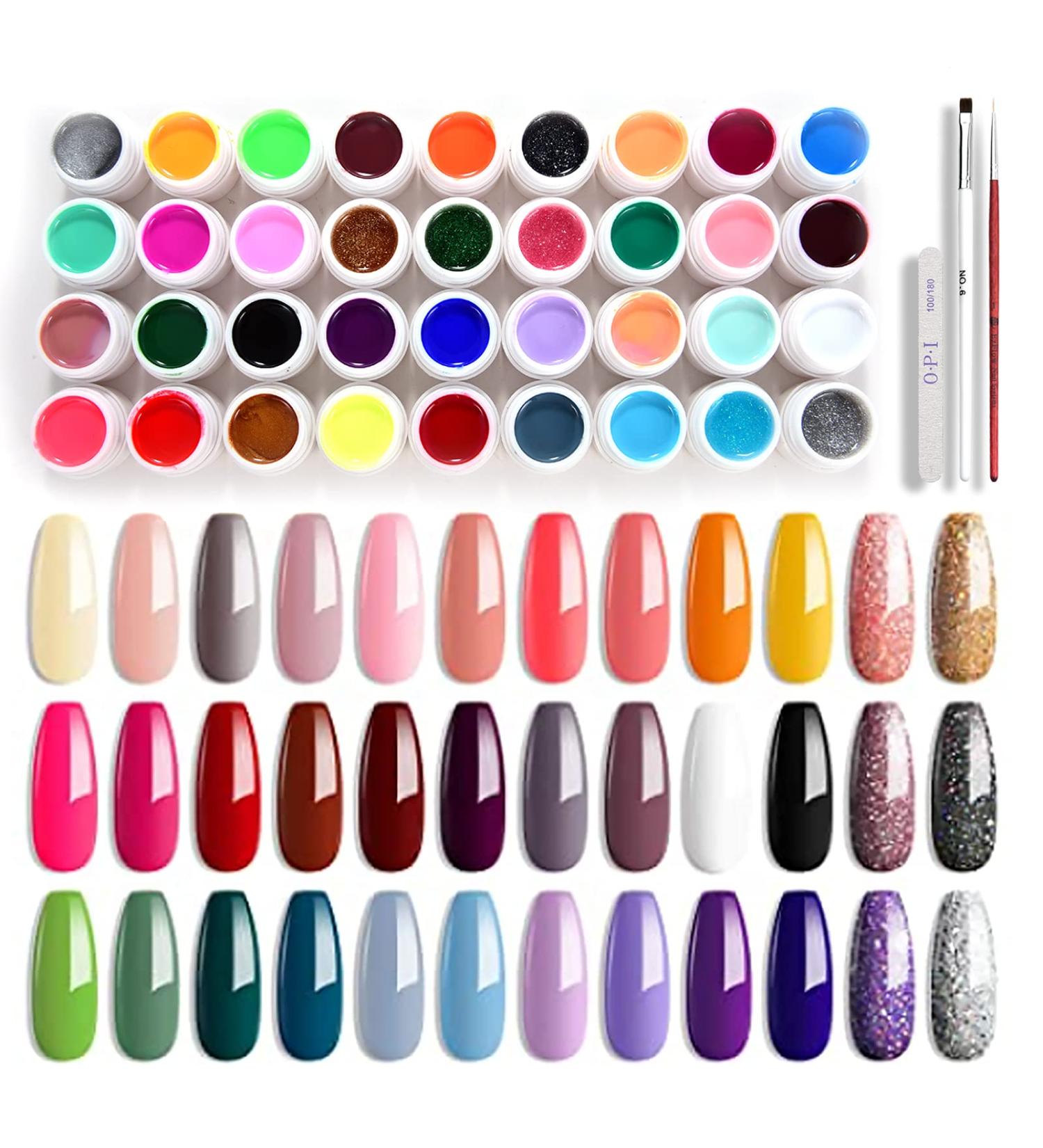 36 Colors Gel Nail Polish Set - UV Led Gel Nail Design Kit for Beginners - Cream Gel Nail Polish Kit with Brush Strip - Esmaltes Para U as En Gel - Nail Art Kit (8ML*36+3) - Buy Online on GoSupps.com