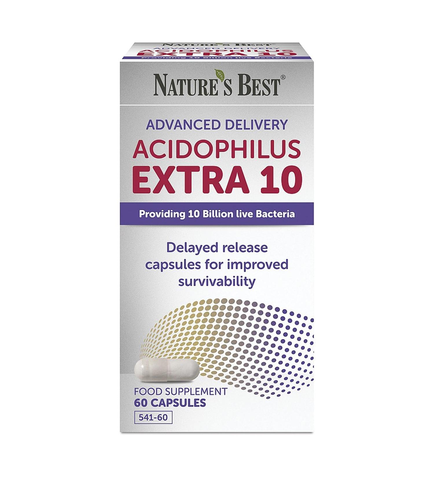 Acidophilus Extra 10 Billion High Strength Live Bacteria Supplement - 60 Delayed Release Capsules for Digestive Health - UK Made - Buy Online on GoSupps.com