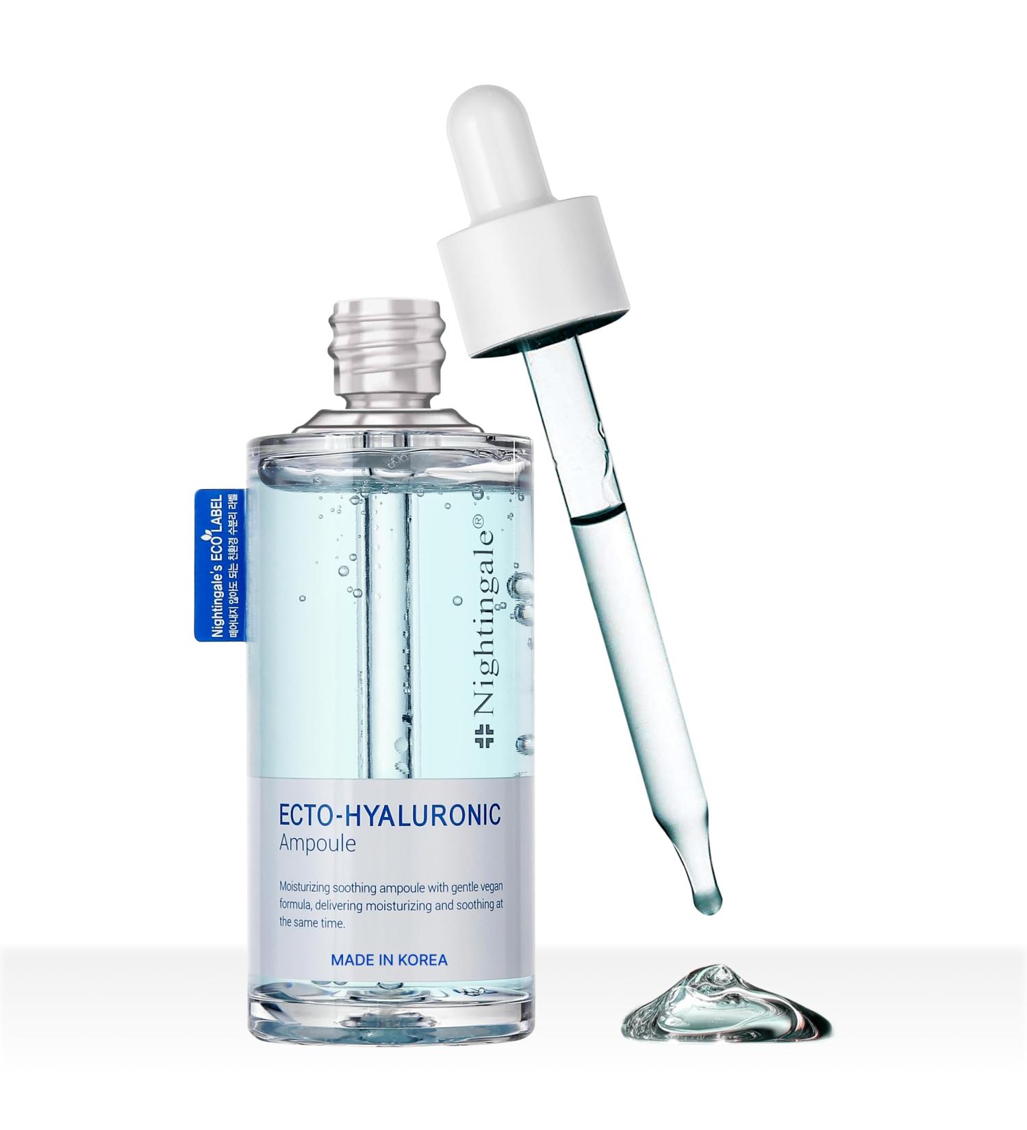 Nightingale Ecto-Hyaluronic Ampoule - 8 Layer Hyaluronic Acid Serum for Dry Skin | Fragrance Free Hypoallergenic Vegan Korean Skin Care - Buy Online on GoSupps.com